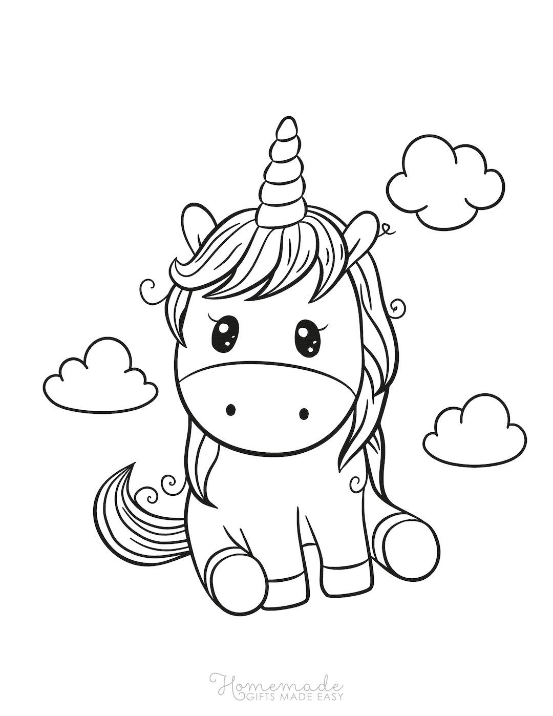 Free Printable Baby Unicorn Coloring Pages