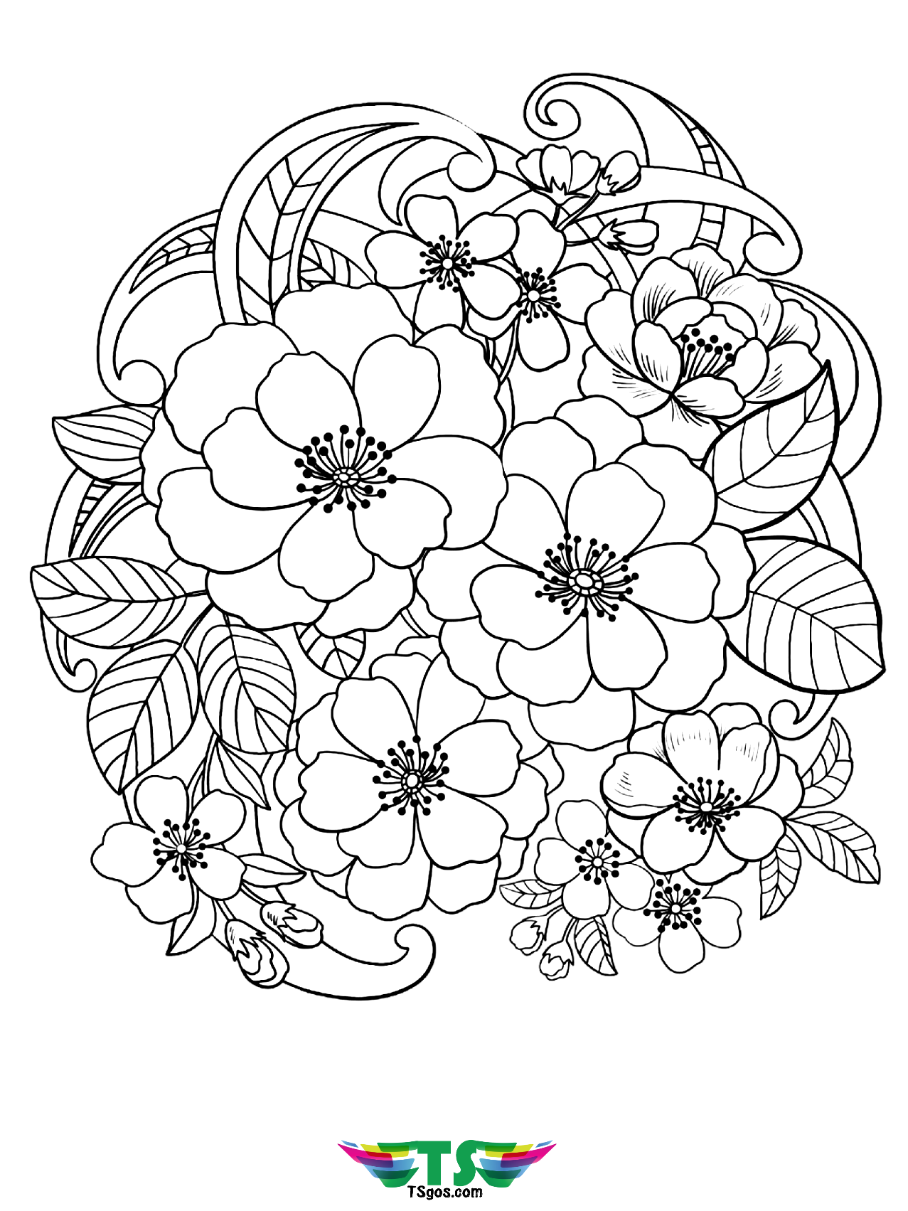 Free Printable Beautiful Flowers Coloring Page For Kids TSgos TSgos