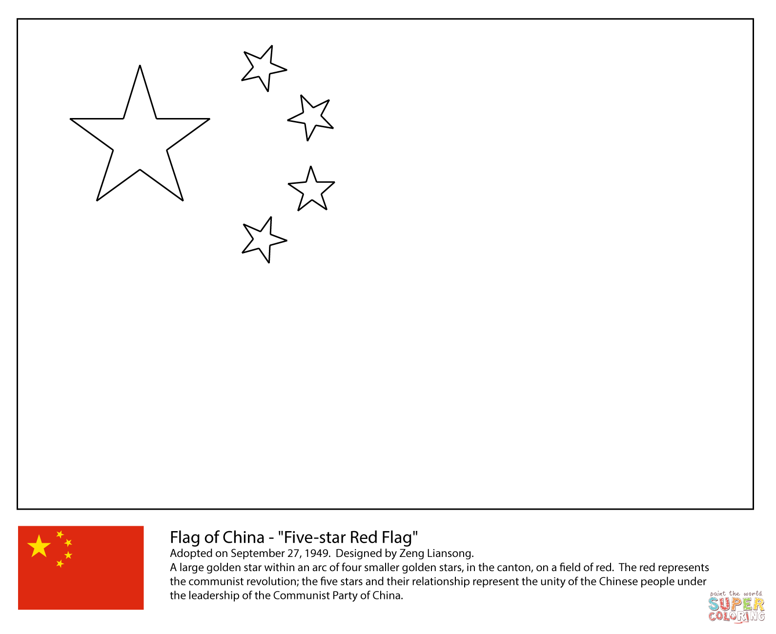 Free Printable Coloring Page China Flag MartinilSchmidt