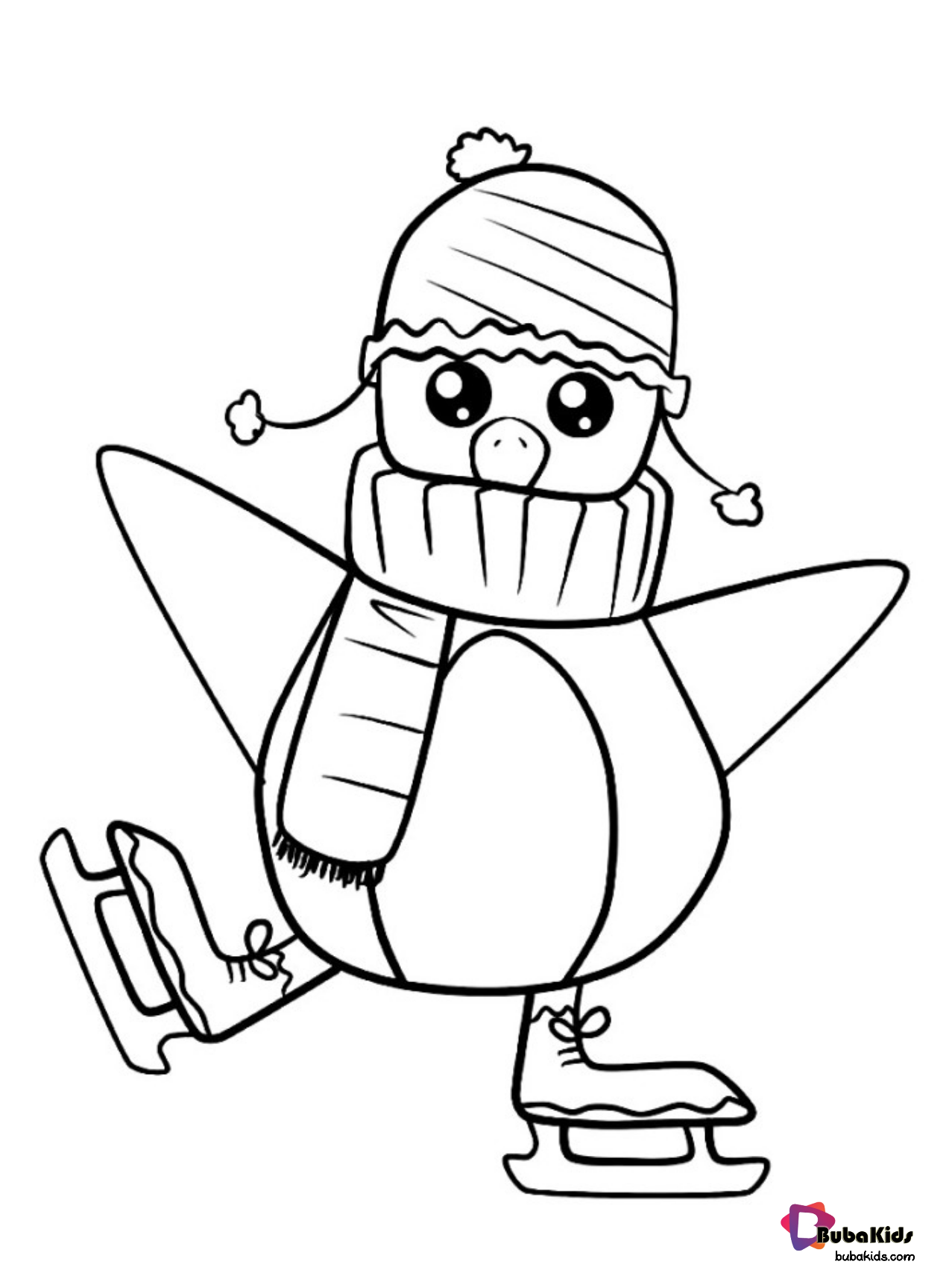 Free Printable Cute Penguin Coloring Page BubaKids