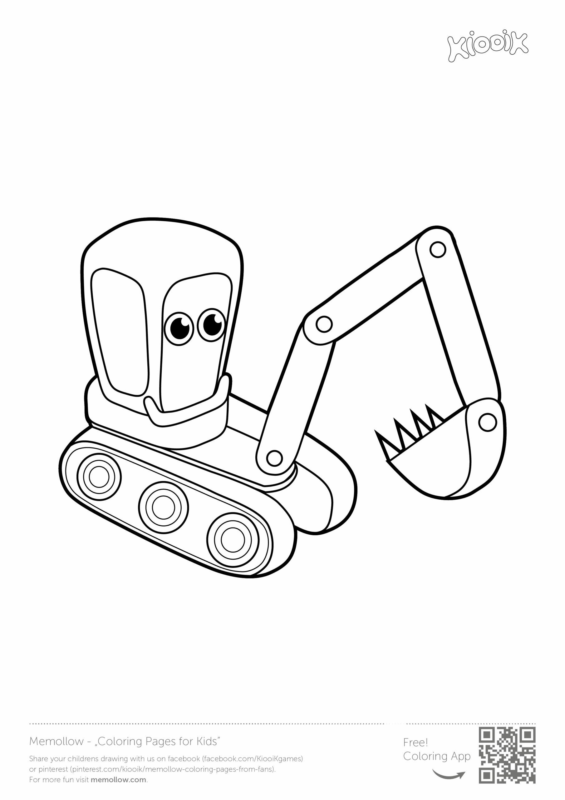 Excavator Coloring Page