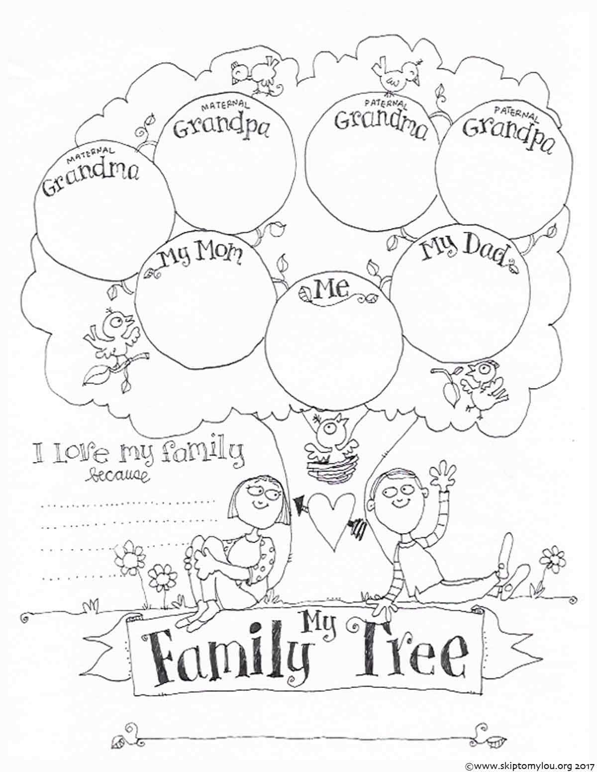 FREE Printable Family Tree Coloring Page Skip To My Lou