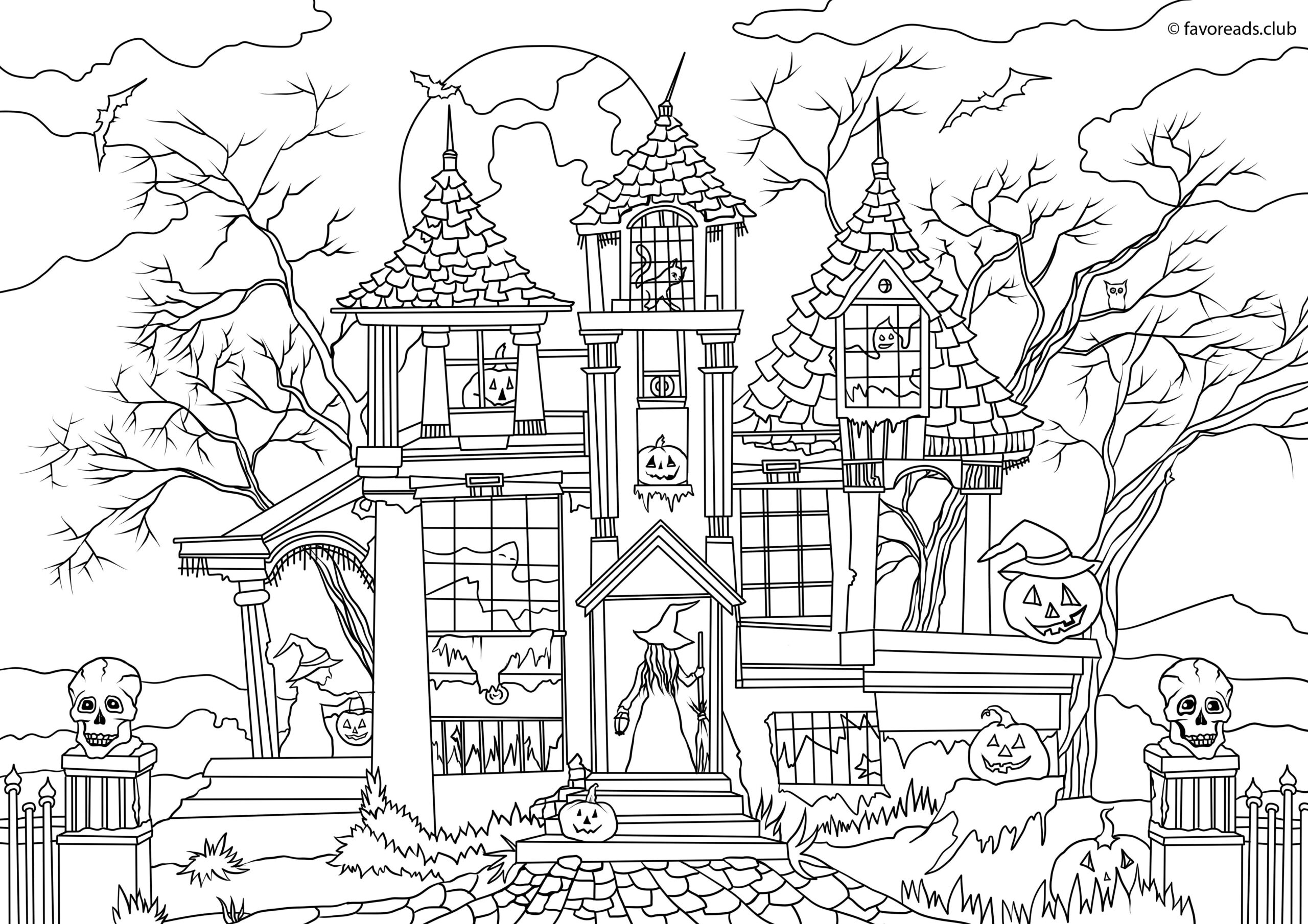 Free Printable Halloween Haunted House Coloring Pages Thiva Hellas