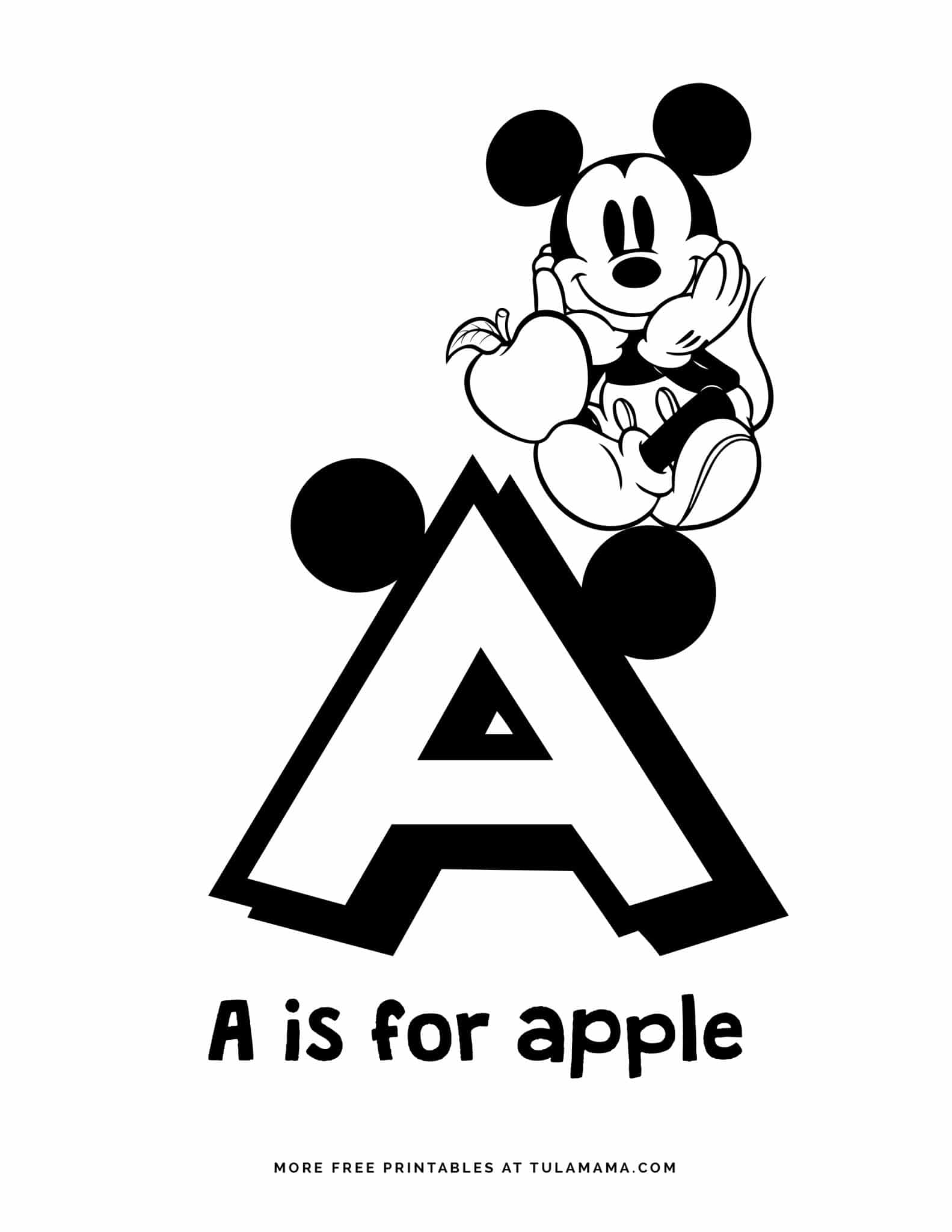 Free Printable Mickey Mouse ABC Coloring Pages Tulamama