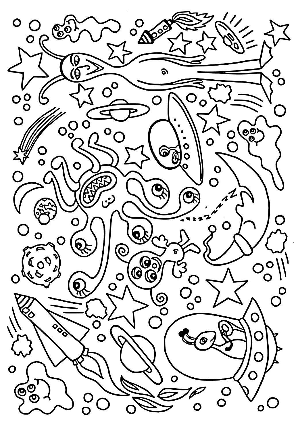 Free Printable Outer Space Alien Coloring Page For Adults And Kids Lystok