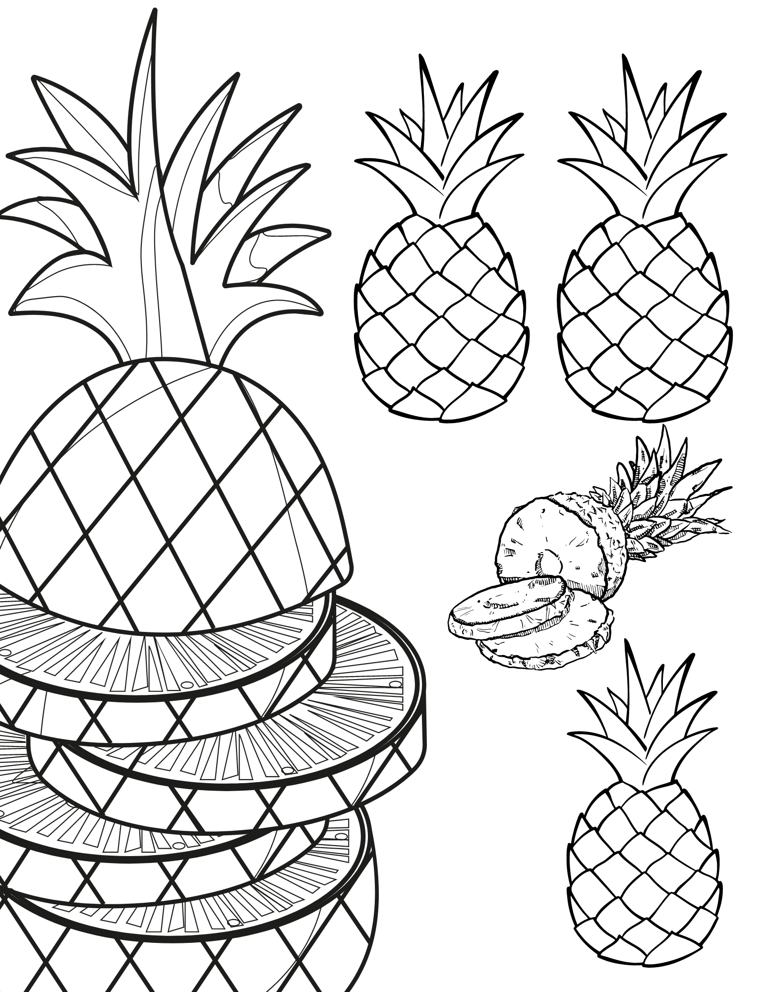 Adult Coloring Pages Printable Pinnapple