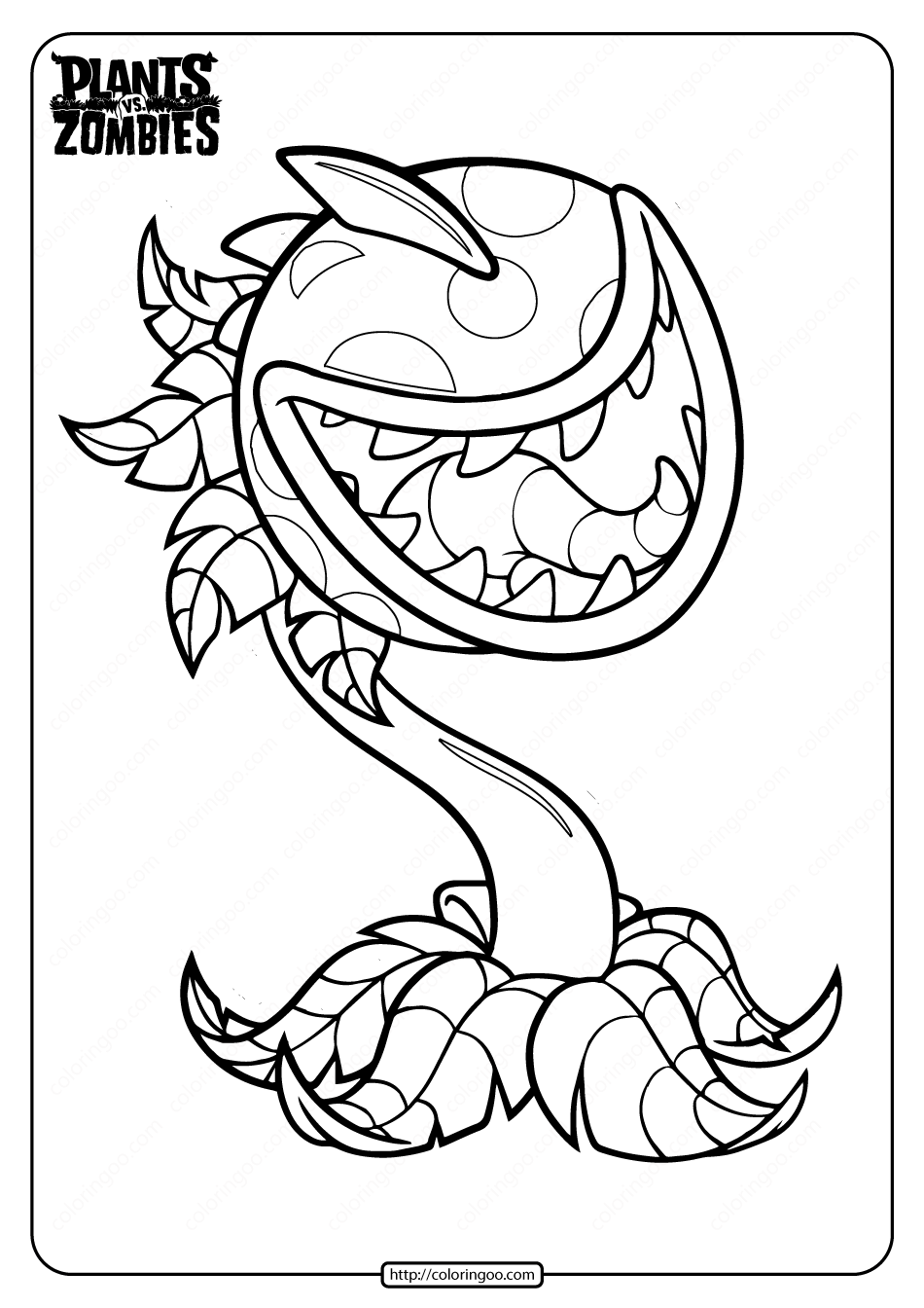 Free Printable Plants Vs Zombies Chomper Coloring