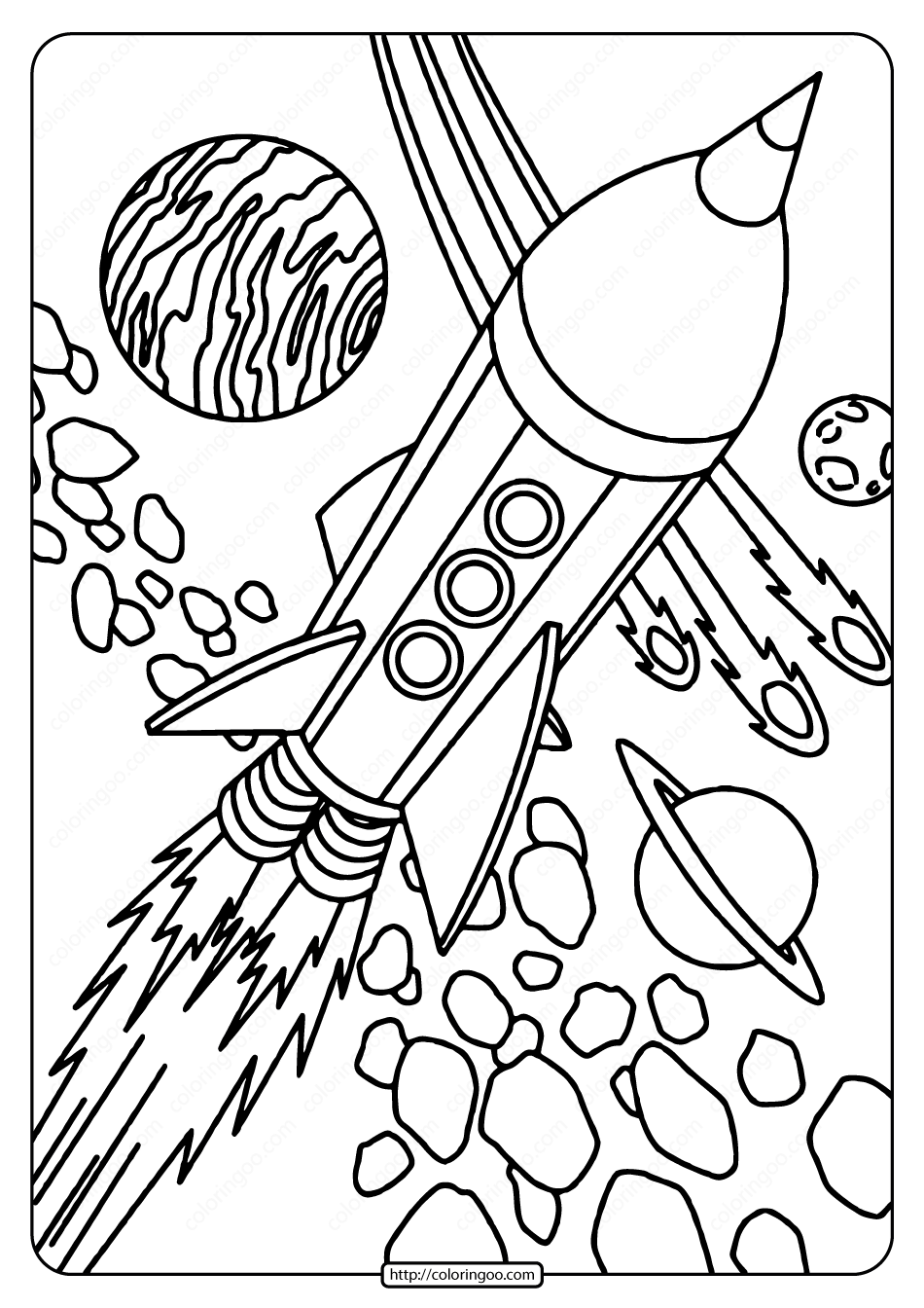 Rocket Ship Coloring Page