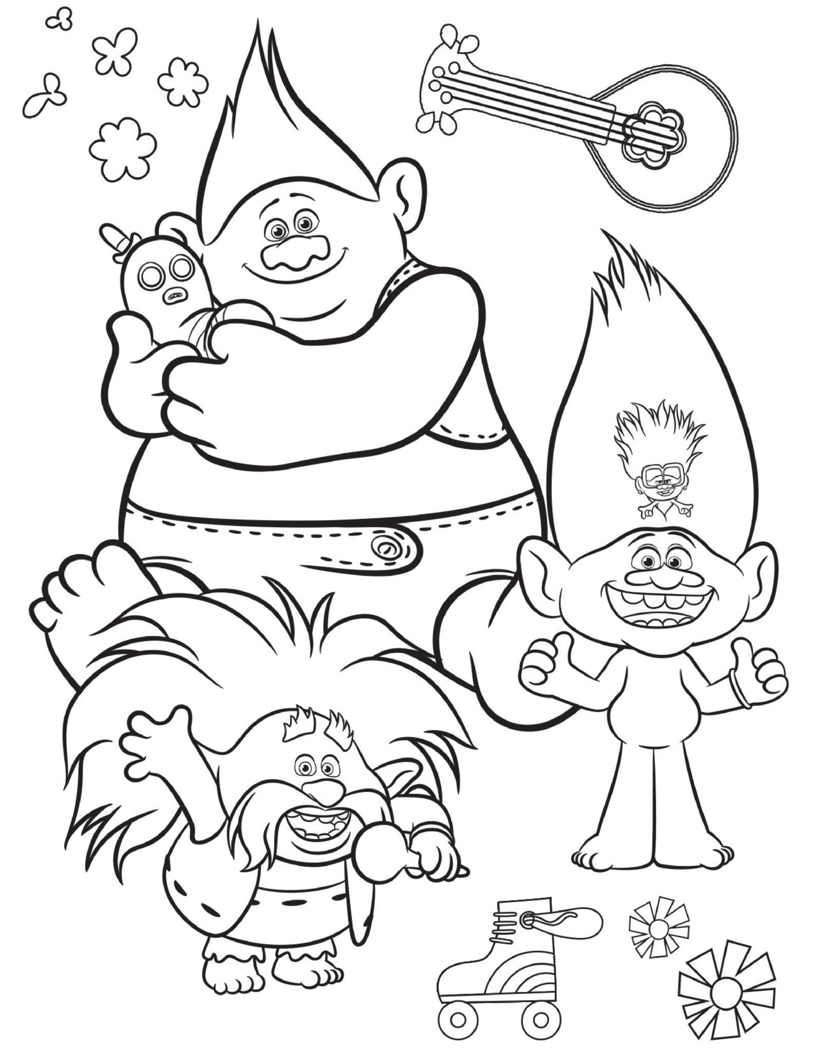 Free Printable TROLLS Coloring Pages Activity Sheets Zoom Backgrounds More Crazy