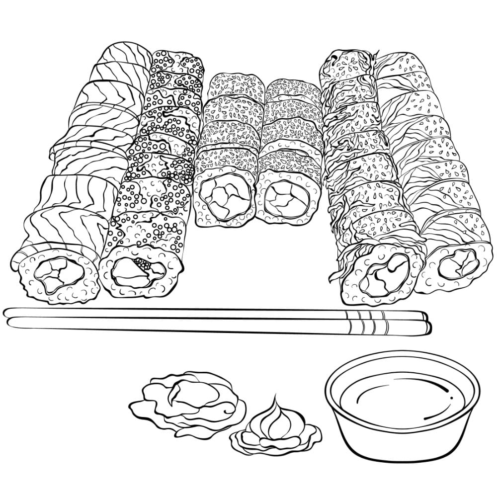 Free SUSHI Coloring Pages For Download Printable PDF VerbNow