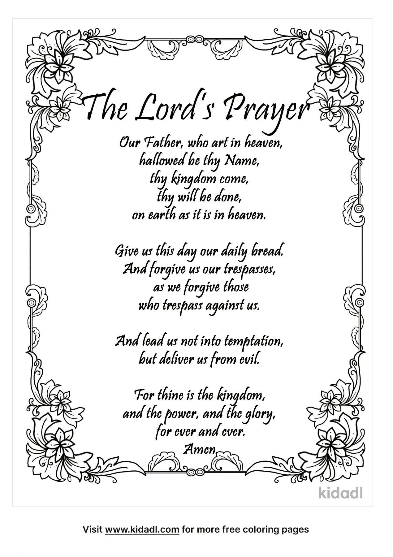 Free The Lord S Prayer Coloring Page Coloring Page Printables Kidadl
