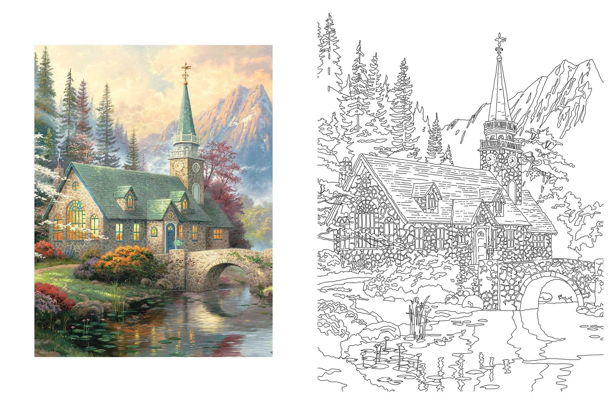 Free Thomas Kinkade Coloring Pages They Allow Fans To Draw In Kinkade S Artwork Printable