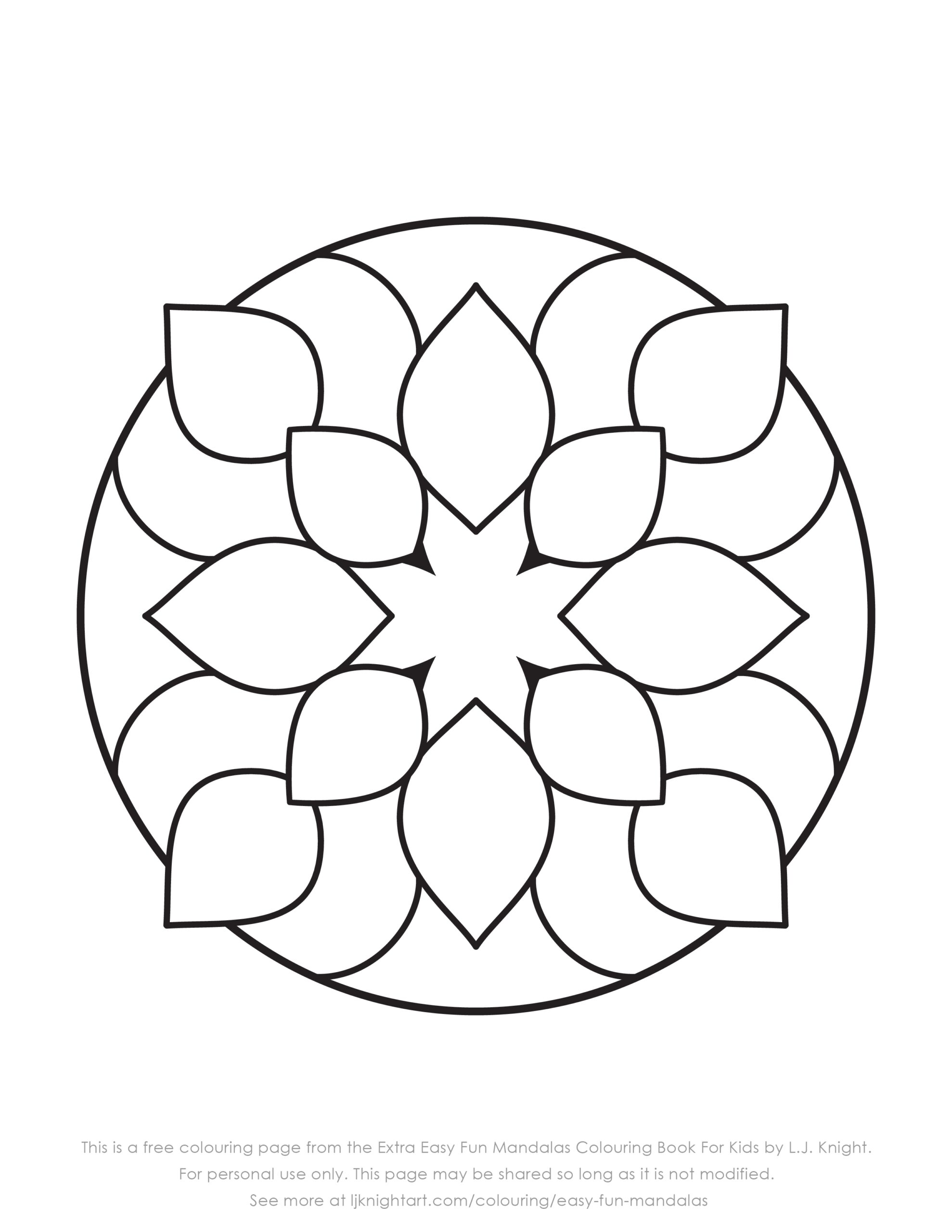Free Very Simple Mandala Colouring Page For Kids Download L J Knight Art