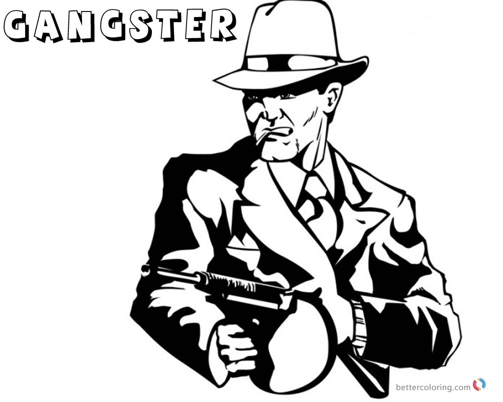 Gangster Coloring Pages Gun Is Ready Free Printable Coloring Pages