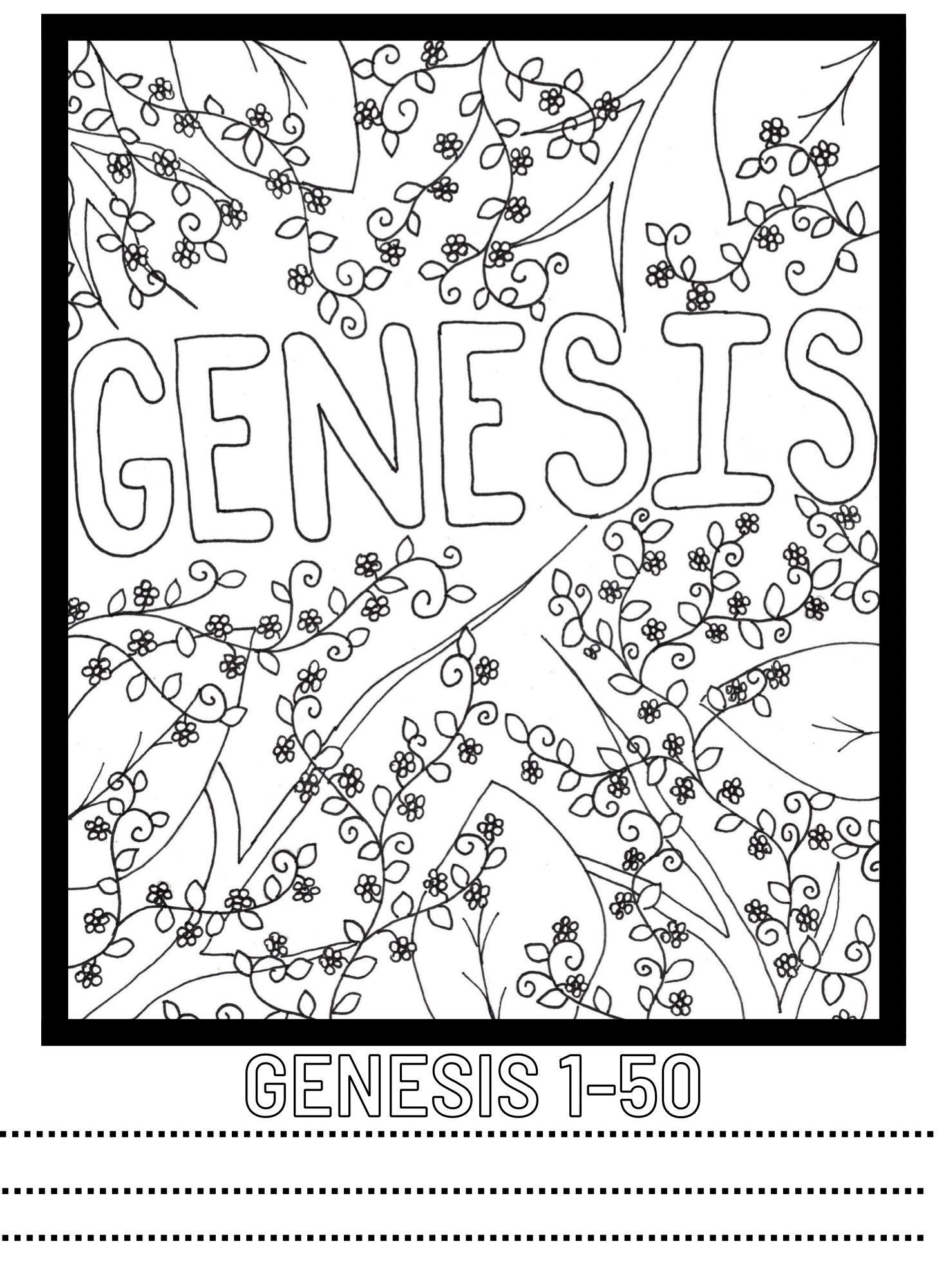 Genesis Coloring Page Cover Page Digital Copy Print At Your Etsy Ireland