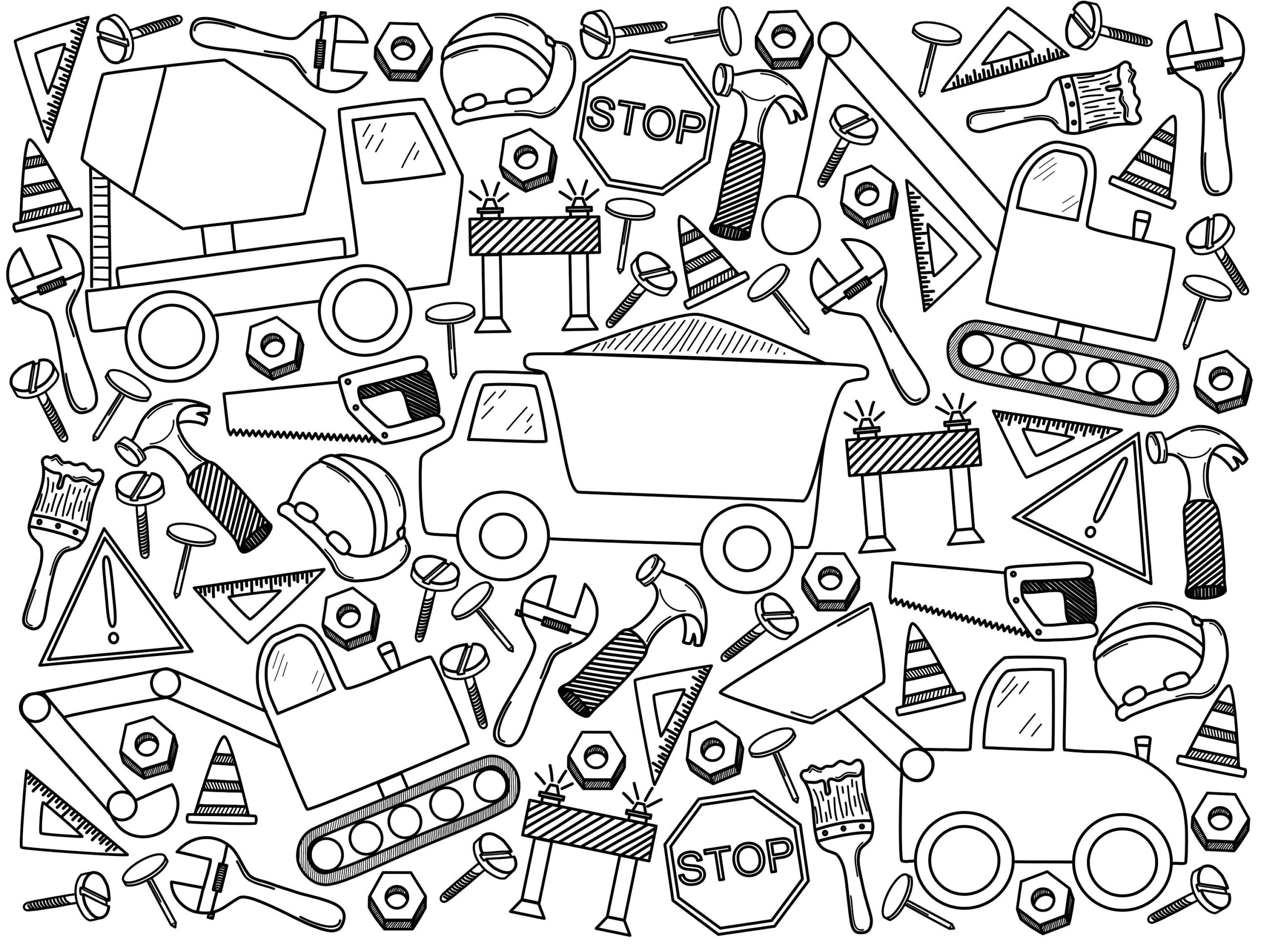 GIANT Construction Coloring Page Digital Download Etsy