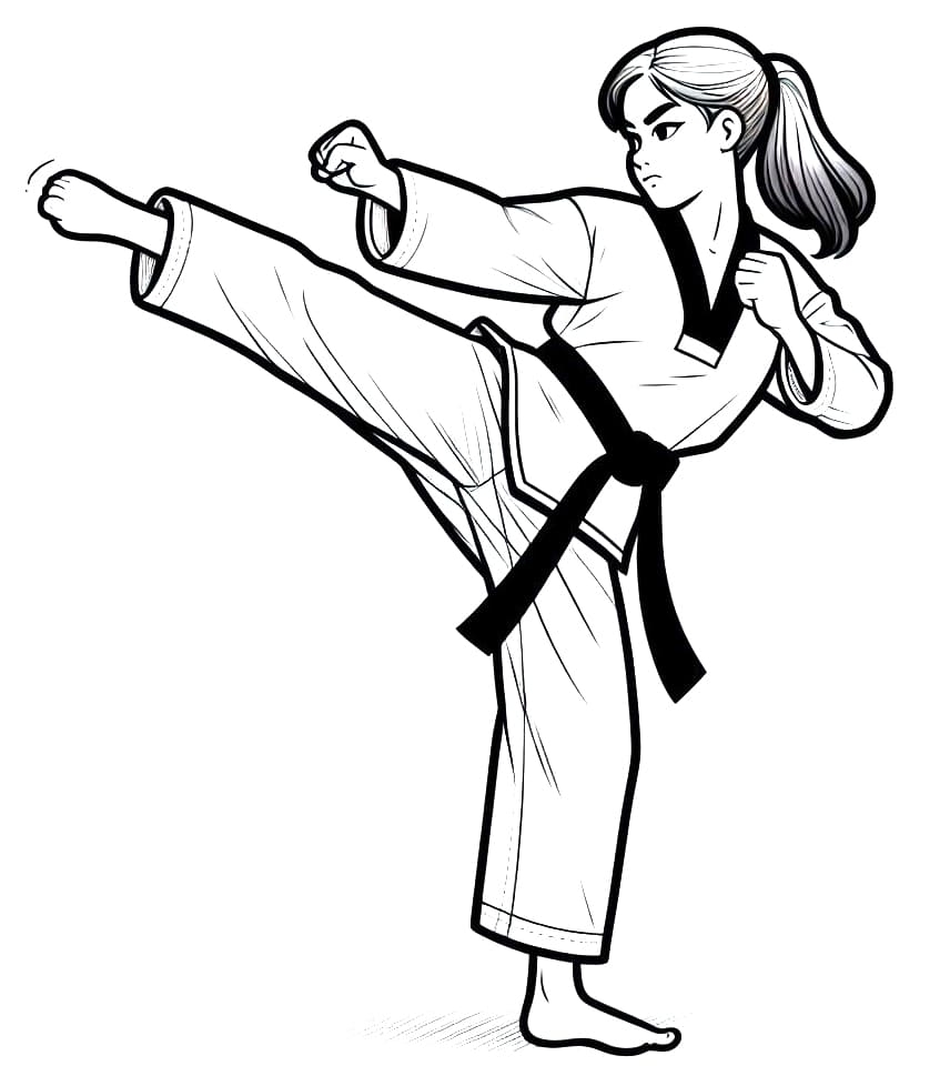Girl And Taekwondo Coloring Page Download Print Or Color Online For Free