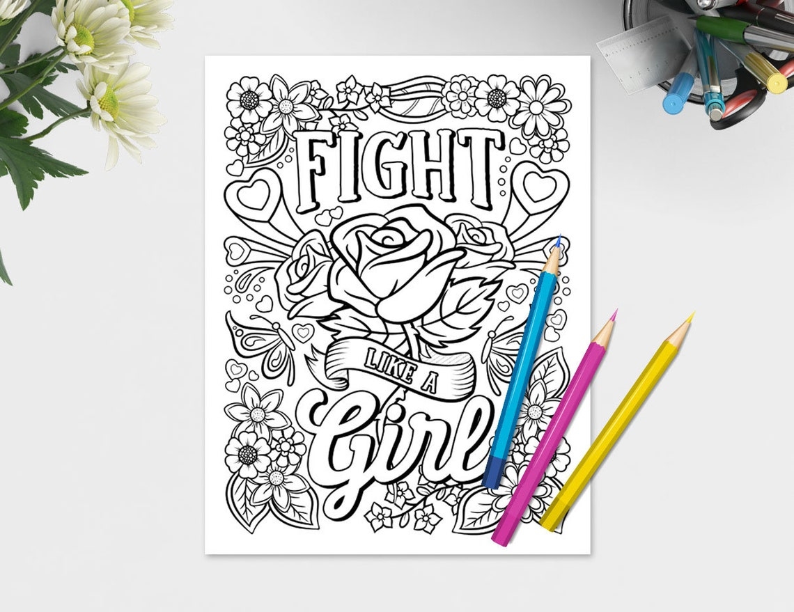 Girl Power Feminism Women Coloring Pages Set 1 Downloadable Etsy Australia