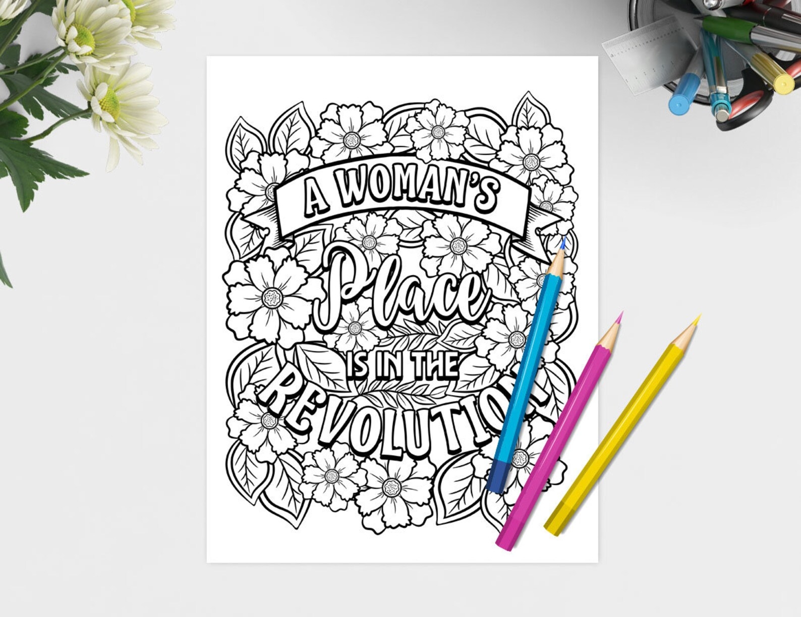 Girl Power Feminism Women Coloring Pages Set 1 Downloadable Etsy
