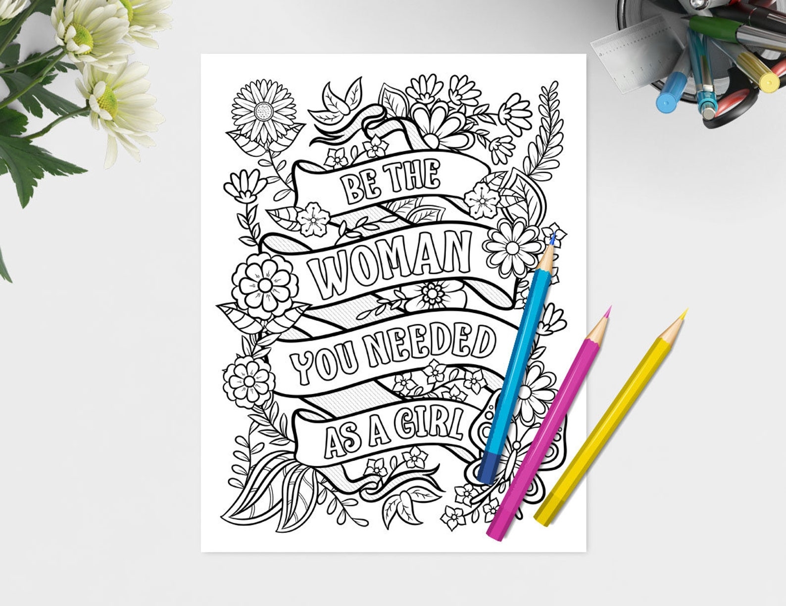 Girl Power Feminism Women Coloring Pages Set 5 Downloadable Etsy