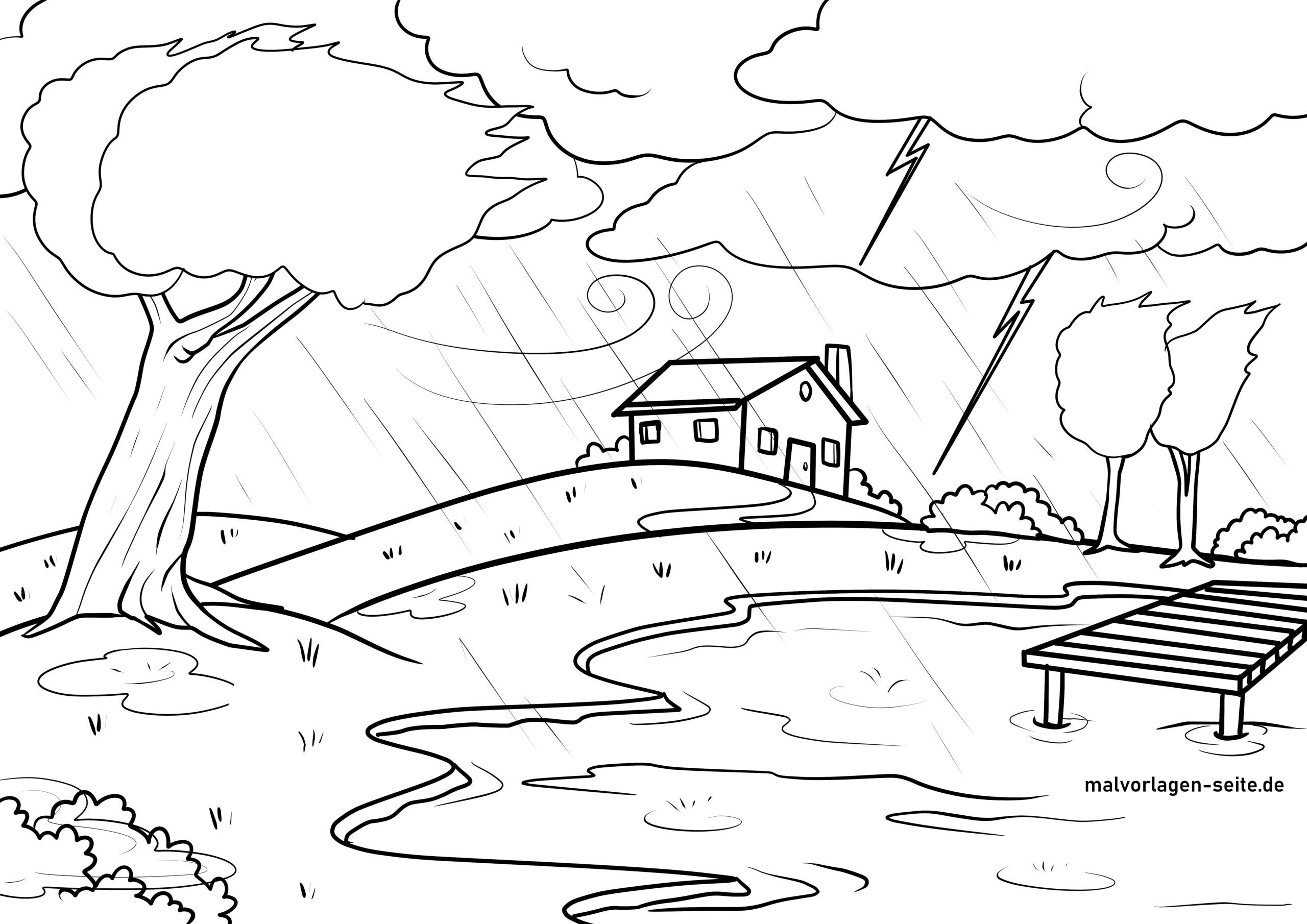 Great Coloring Page Storm Thunderstorm Free Coloring Pages