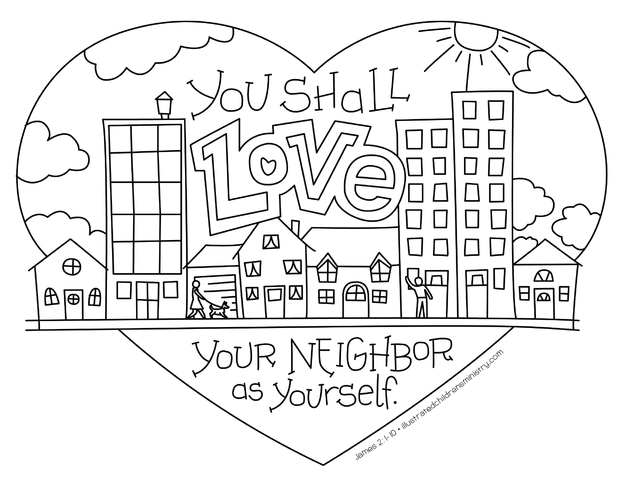 The Greatest Commandment Coloring Page