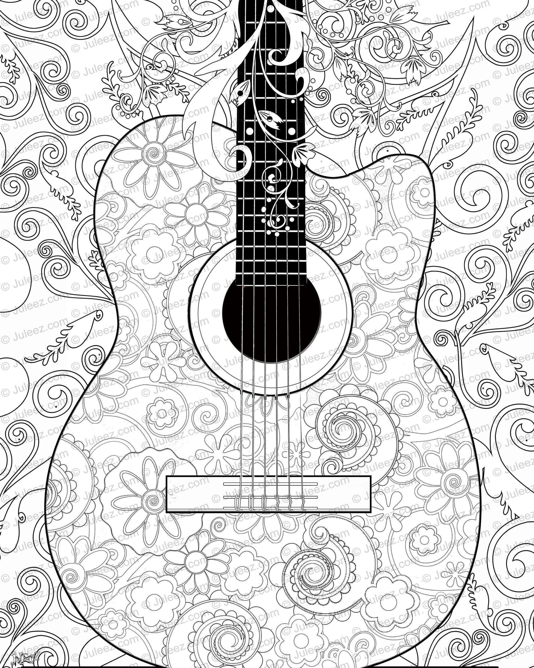 Guitar Coloring Page Free Printable Color