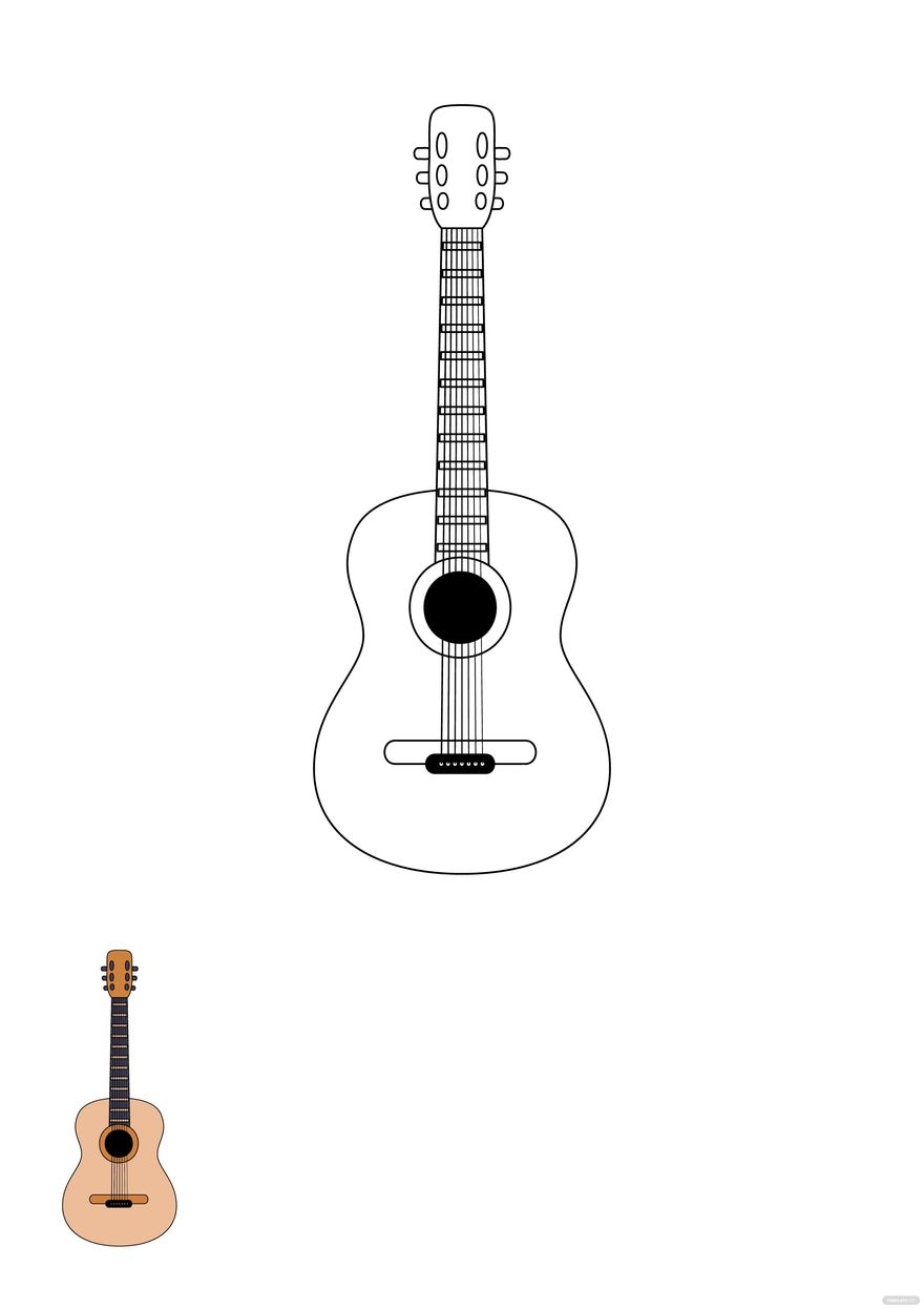Guitar Coloring Page In EPS PDF JPG Download Template