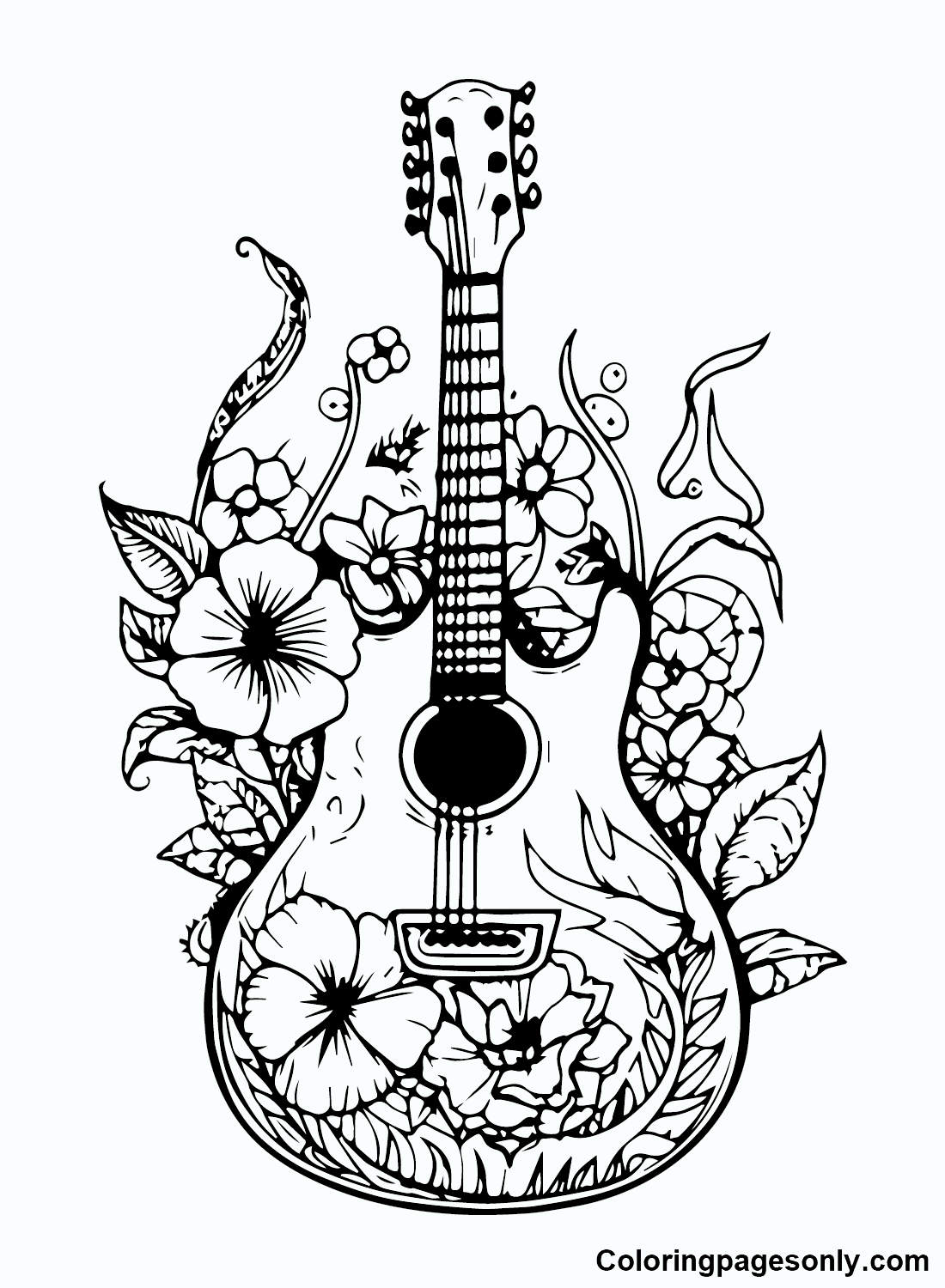 Free Printable Guitar Coloring Page