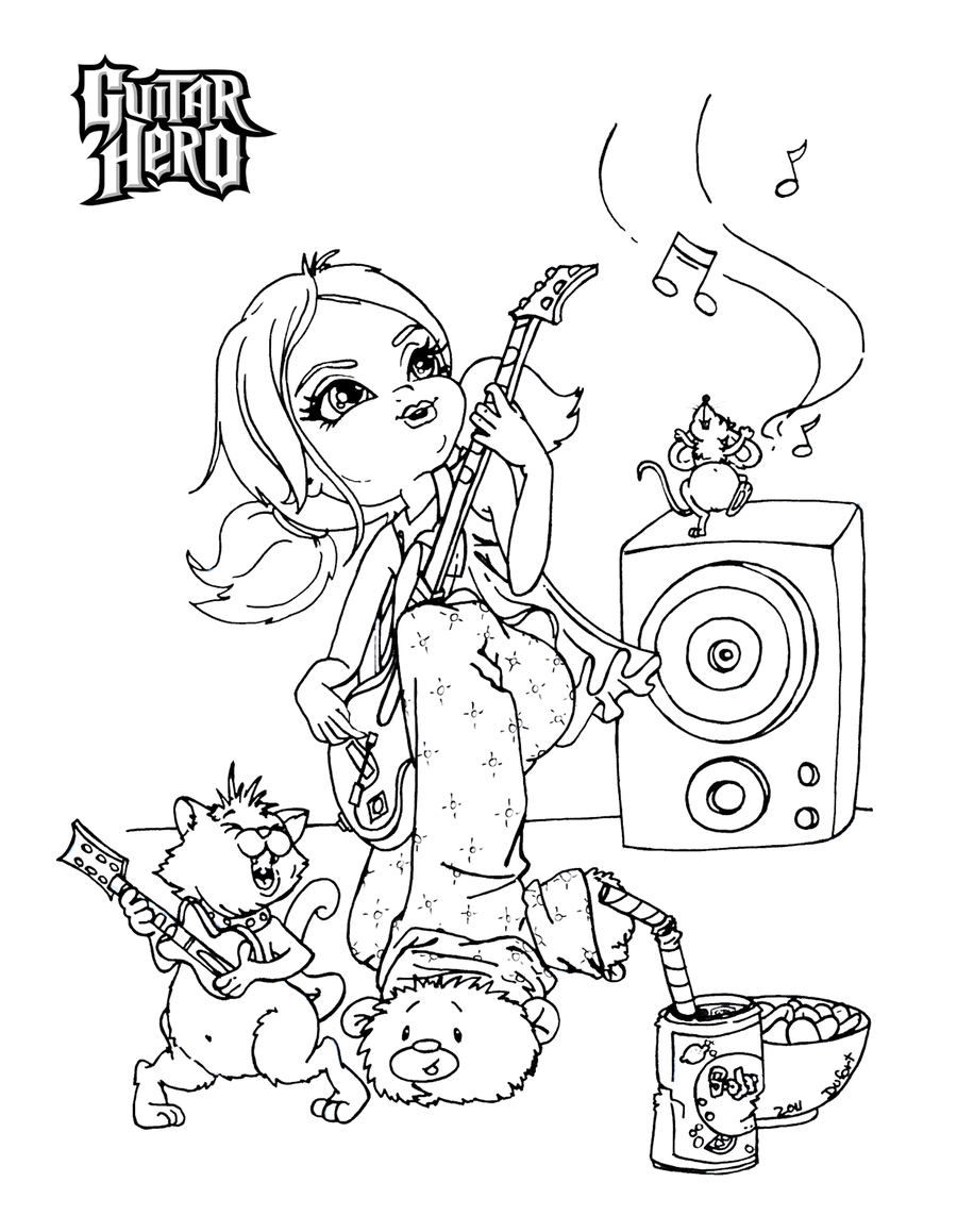 Guitar Hero By JadeDragonne On DeviantART Cute Coloring Pages Coloring Book Art Fairy