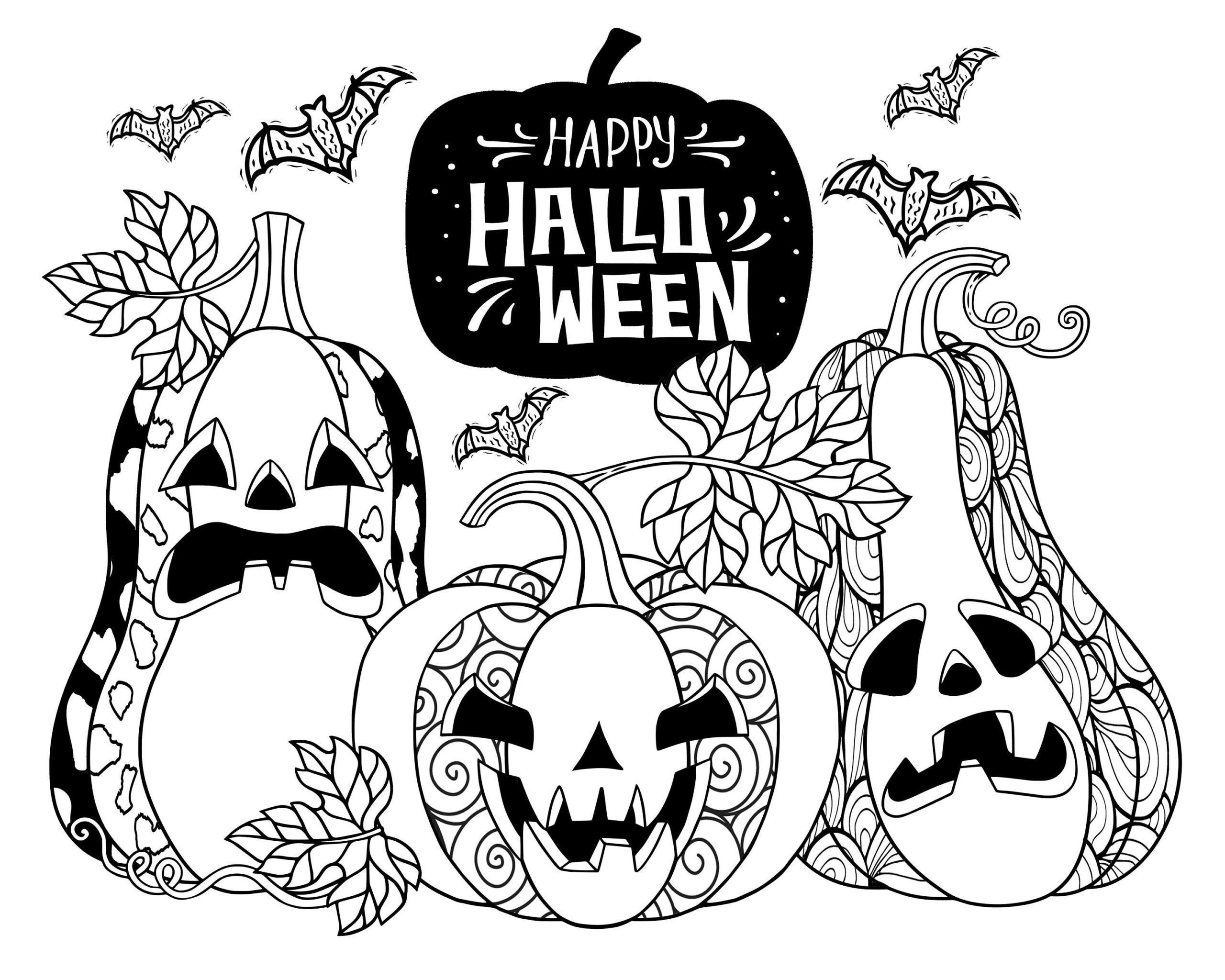 Halloween Coloring Pages For Adults Witch Spooky Pumpkin Ghost Coloring 5 Page Bundle