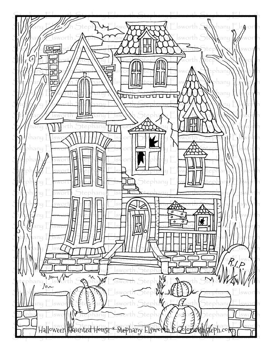 Halloween Haunted House Free Printable Coloring Page Witch Coloring Pages Halloween Coloring