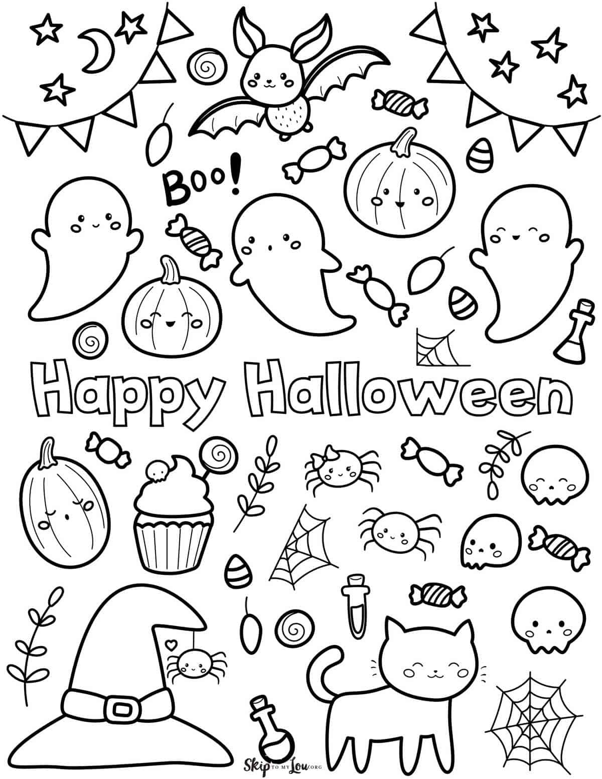 Halloween Kawaii Coloring Page