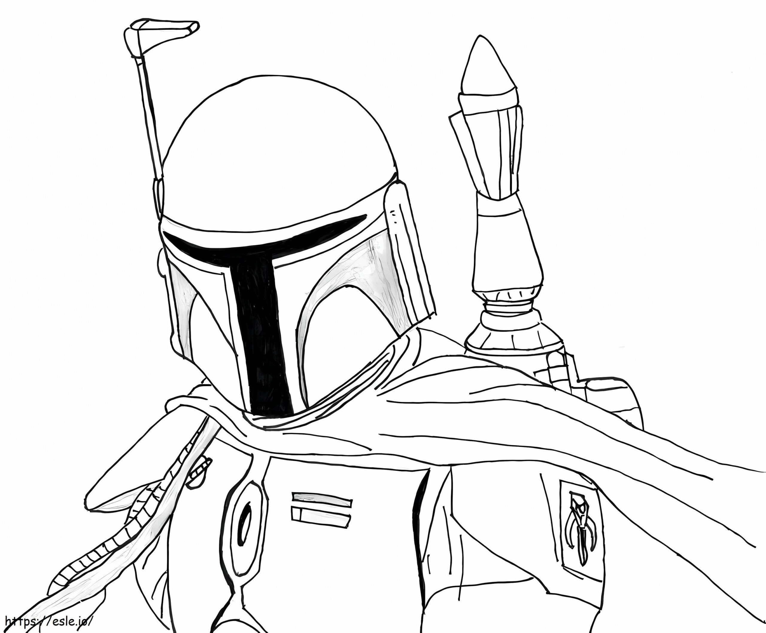 Hand Drawn Boba Fett Coloring Page