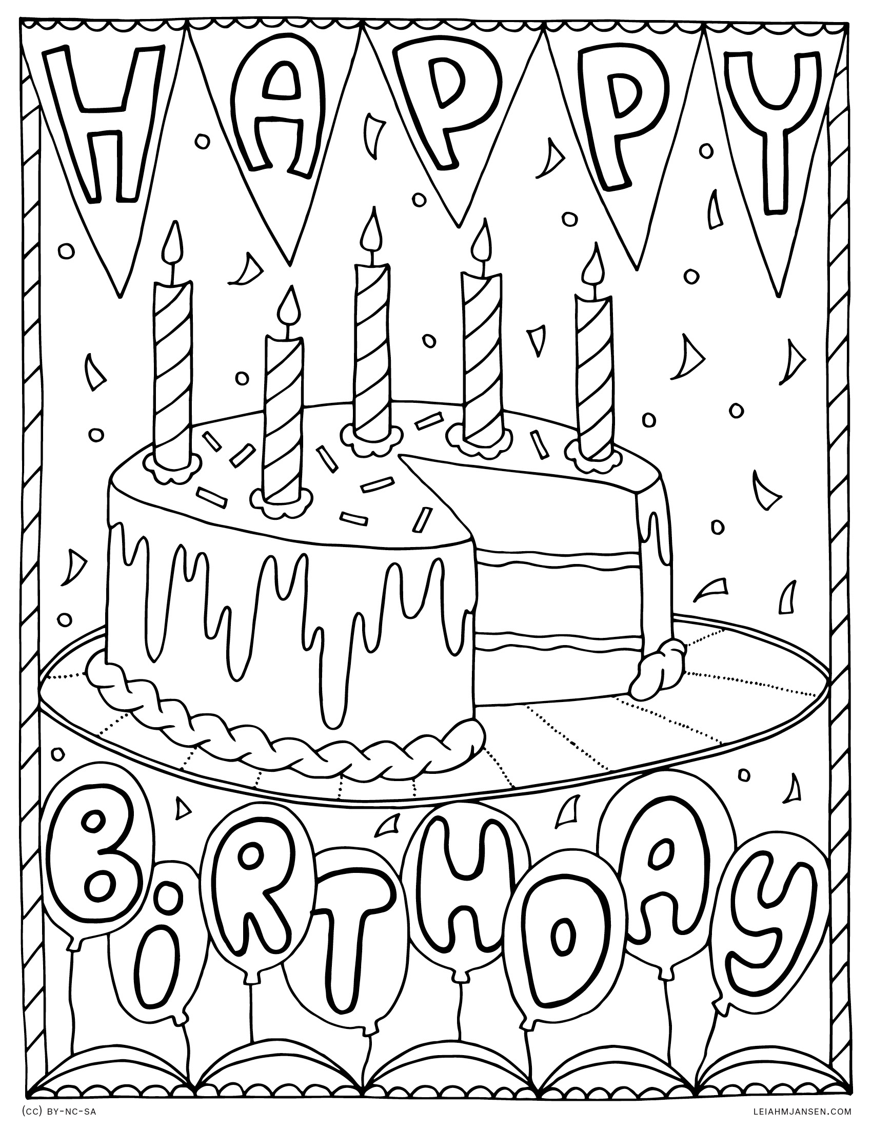 Happy Birthday Coloring Page