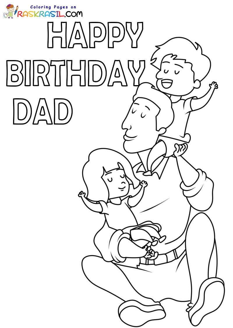 Happy Birthday Daddy Coloring Page