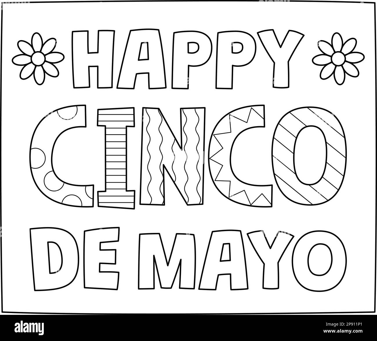 Happy Cinco De Mayo Isolated Coloring Page Stock Vector Image Art Alamy