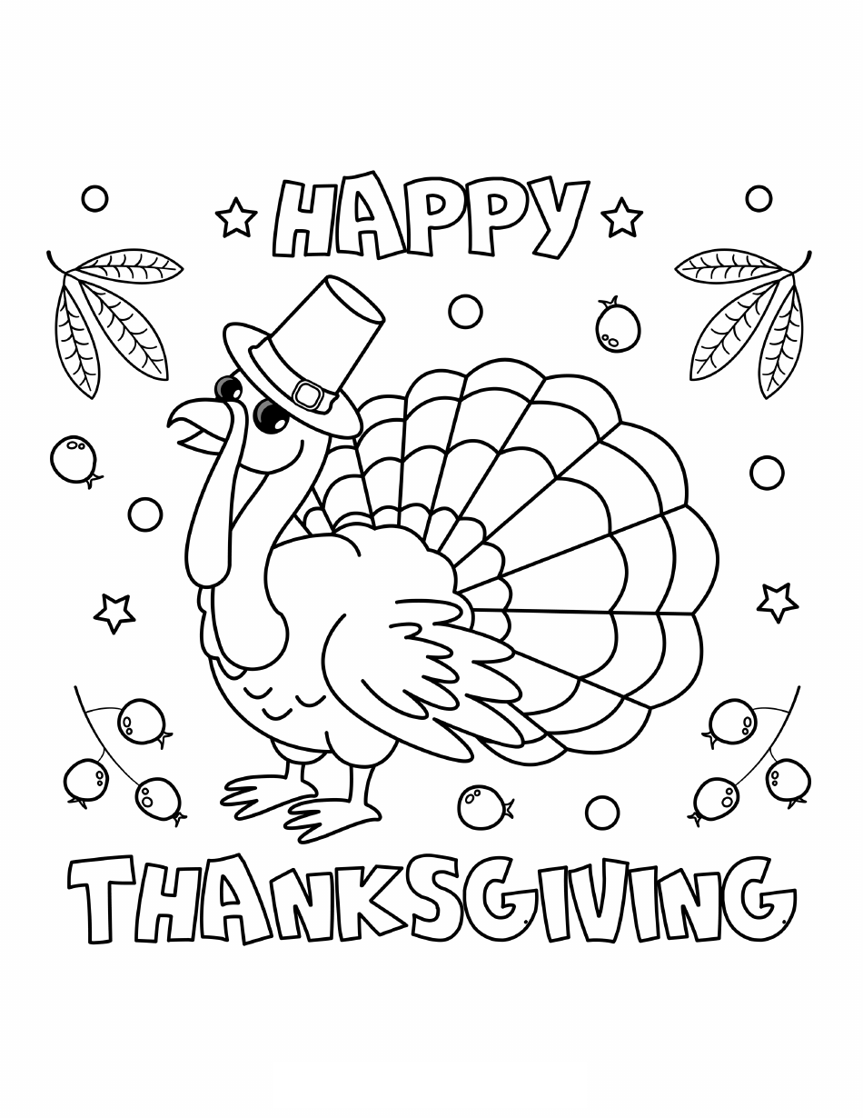 Happy Thanksgiving Coloring Sheet Turkey Download Printable PDF Templateroller