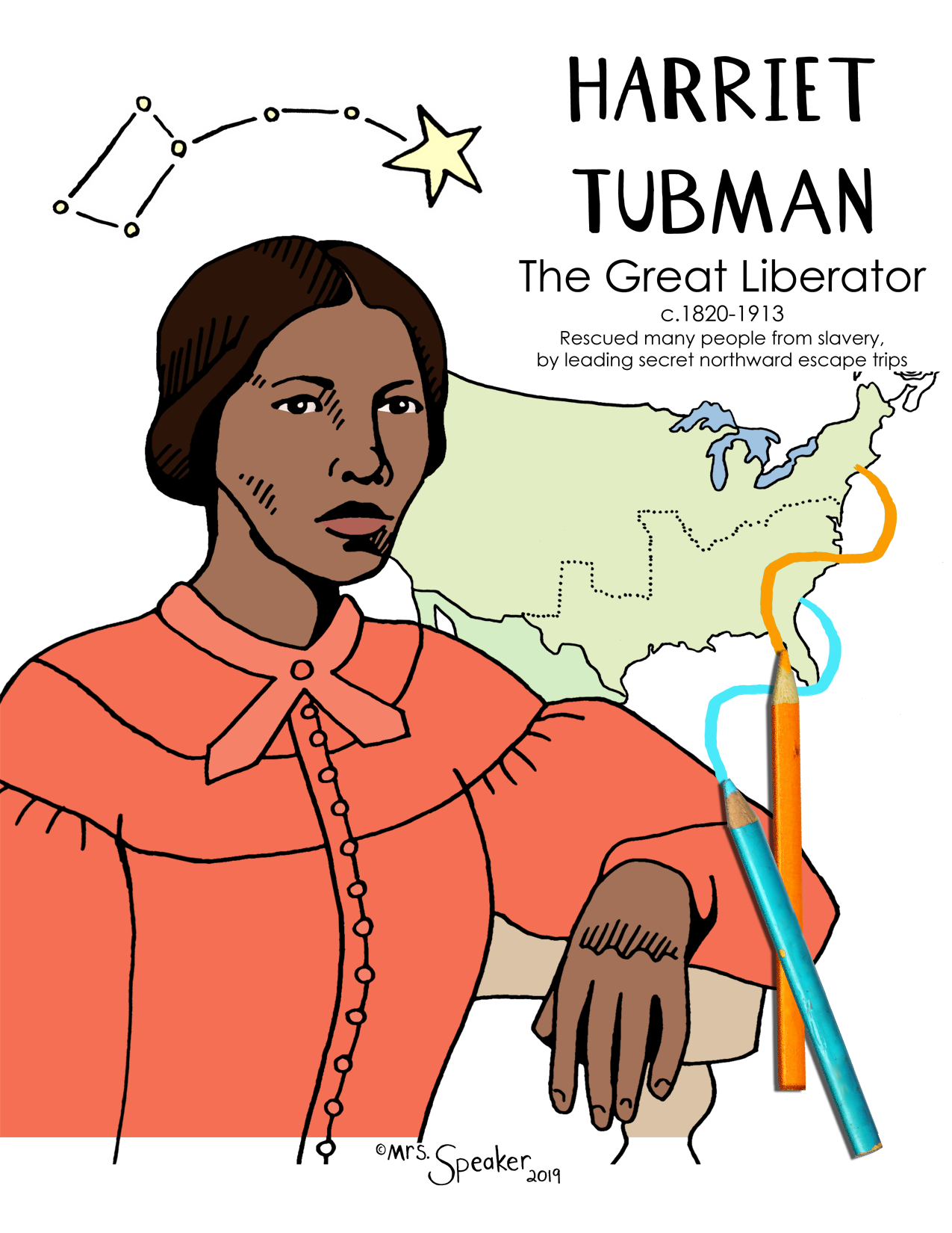 Harriet Tubman North Star Coloring Page