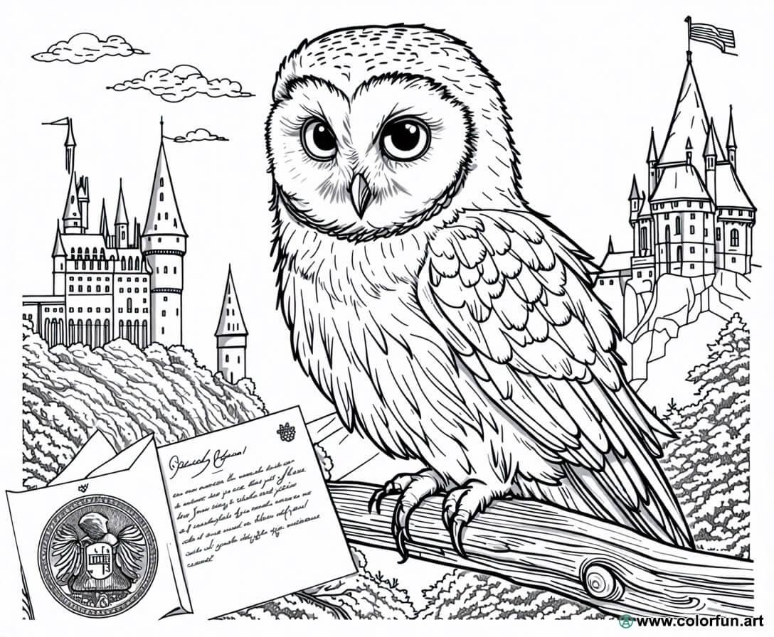 Hedwig Coloring Page In The Harry Potter Universe Download Or Print For Free