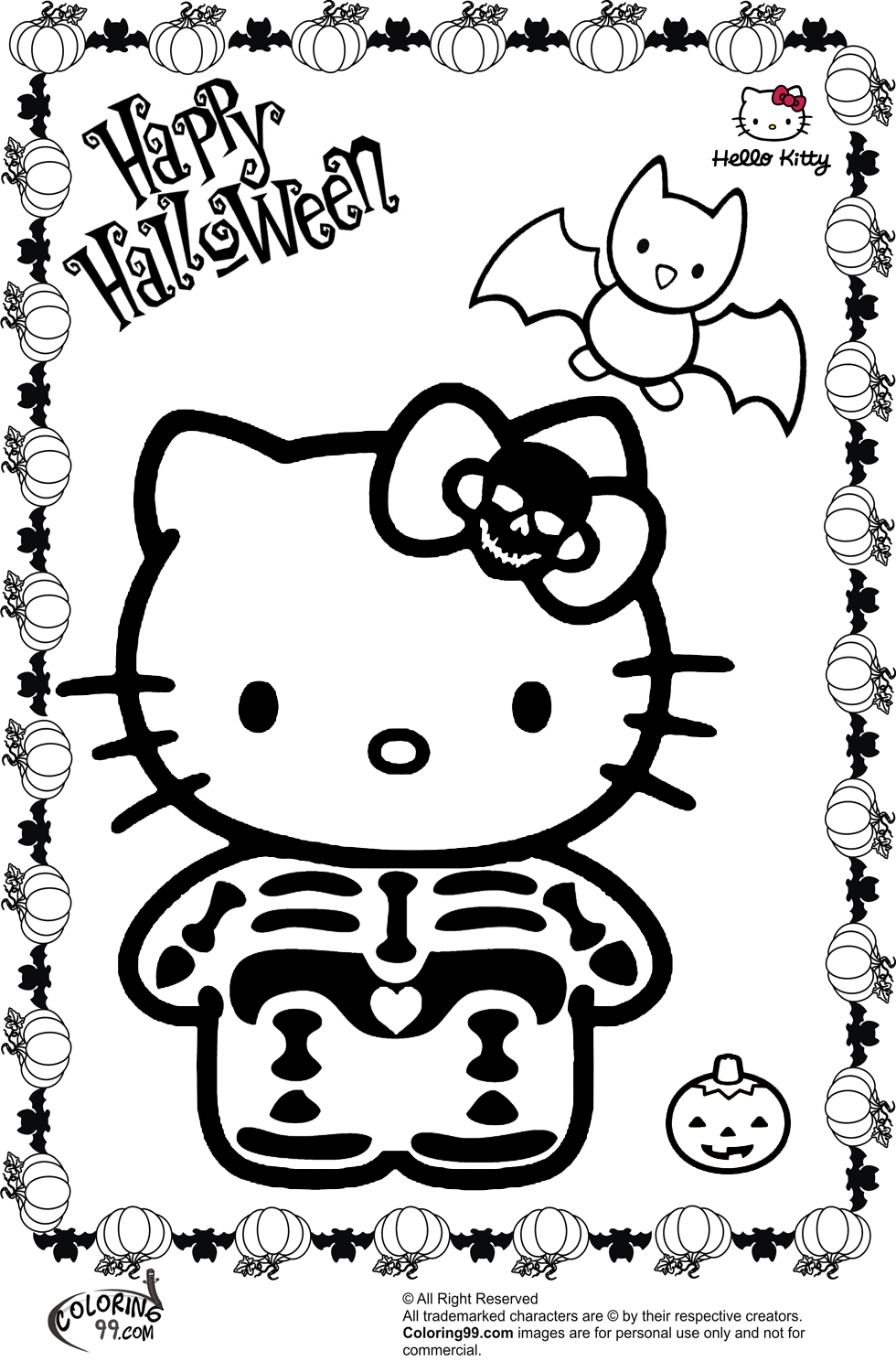 Hello Kitty Halloween Coloring Pages Minister Coloring
