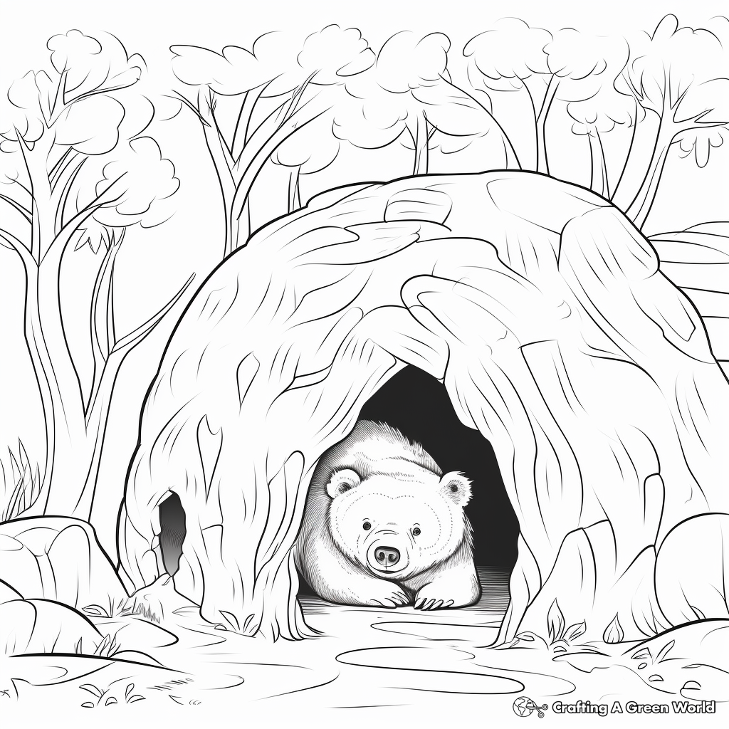 Hibernating Bear Coloring Pages Free Printable