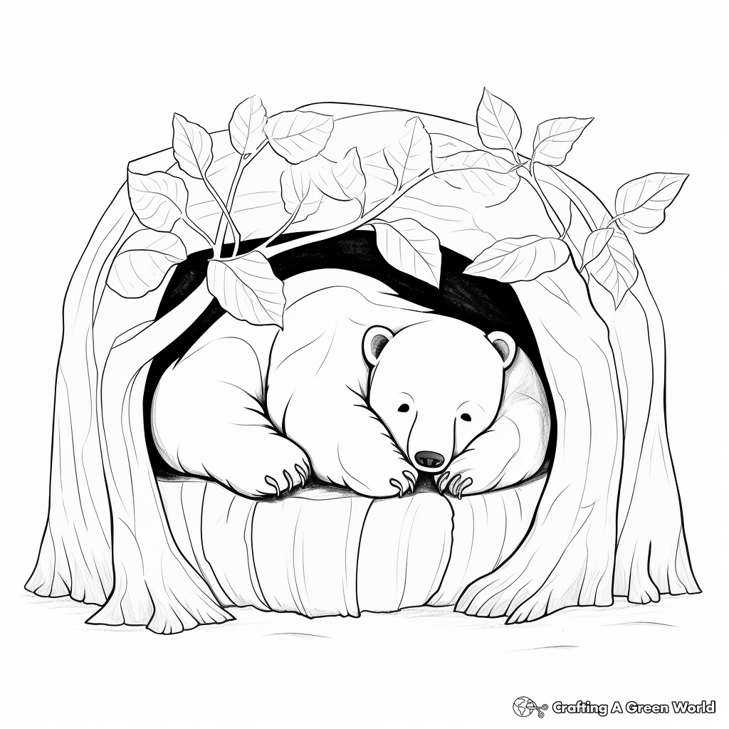 Hibernating Bear Coloring Pages Free Printable