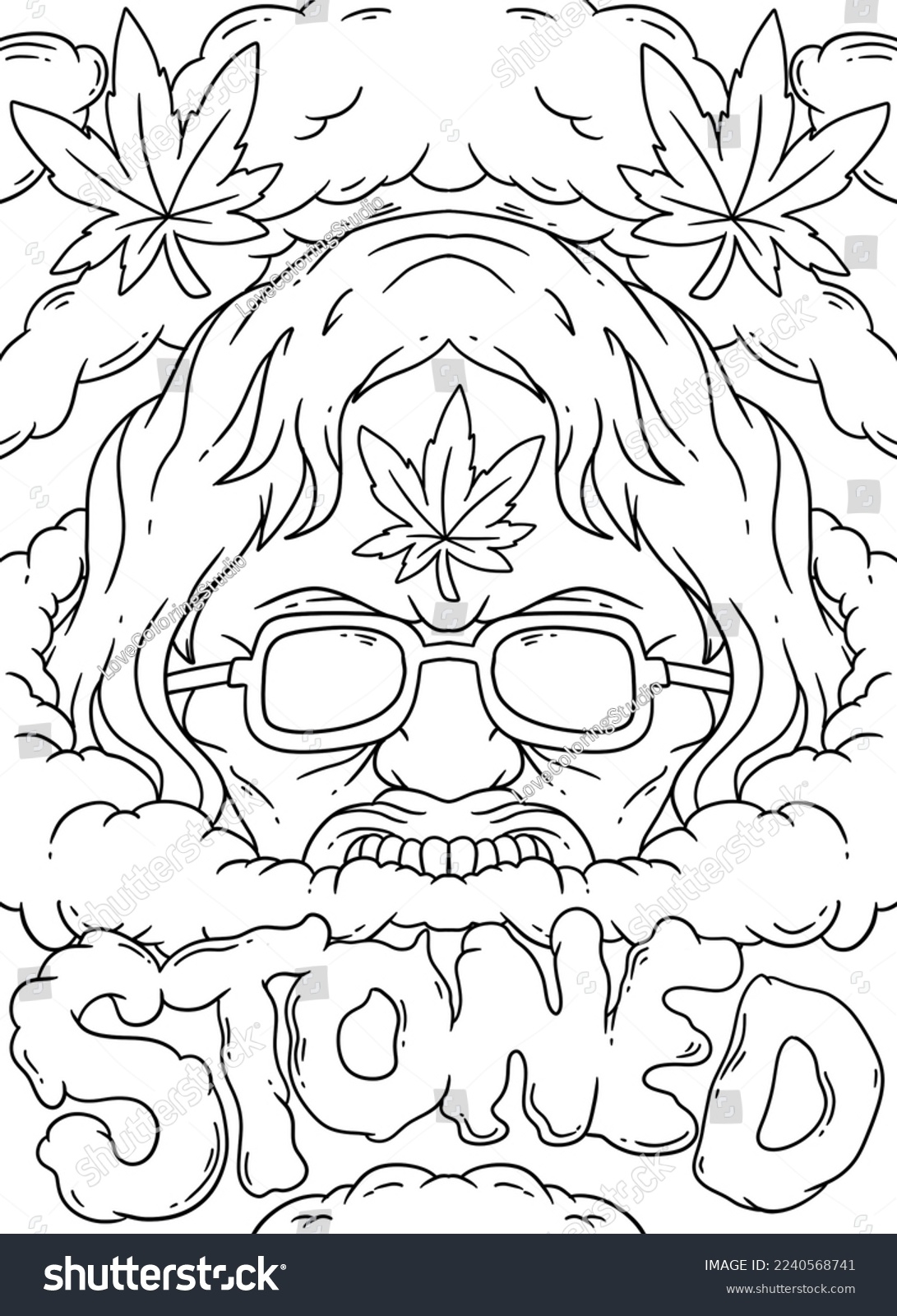 High Life Coloring Page Coloring Books For Adults Stoner Coloring Pages Marijuana Weed Art