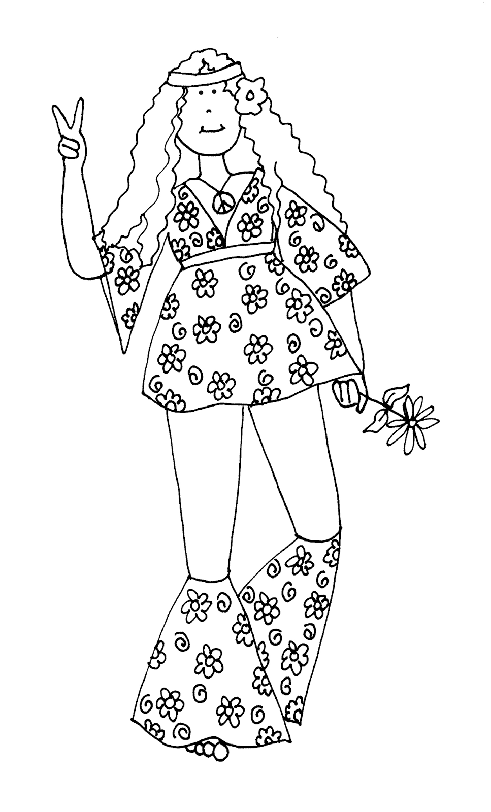 Hippie Art Coloring Pages Sketch Coloring Page
