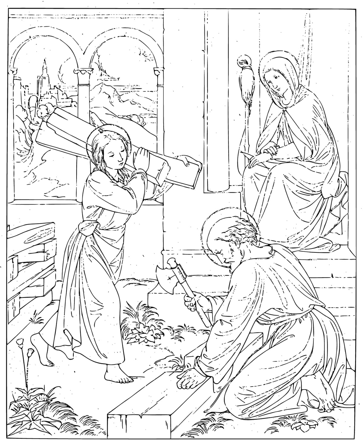 Holy Family Coloring Page