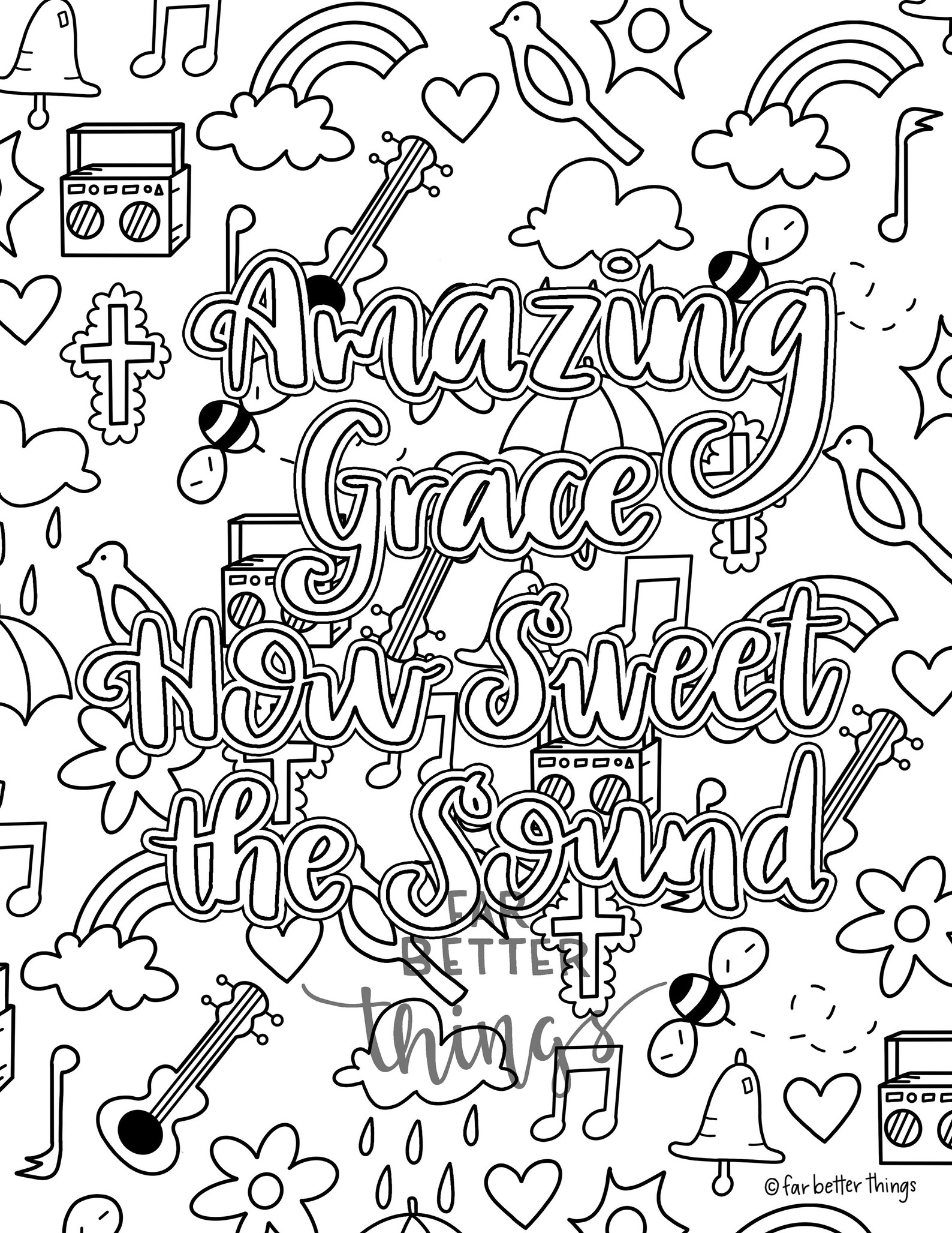 Hymn Coloring Page Amazing Grace Printable Hymn Coloring Page Christian Kids Activities Sunday