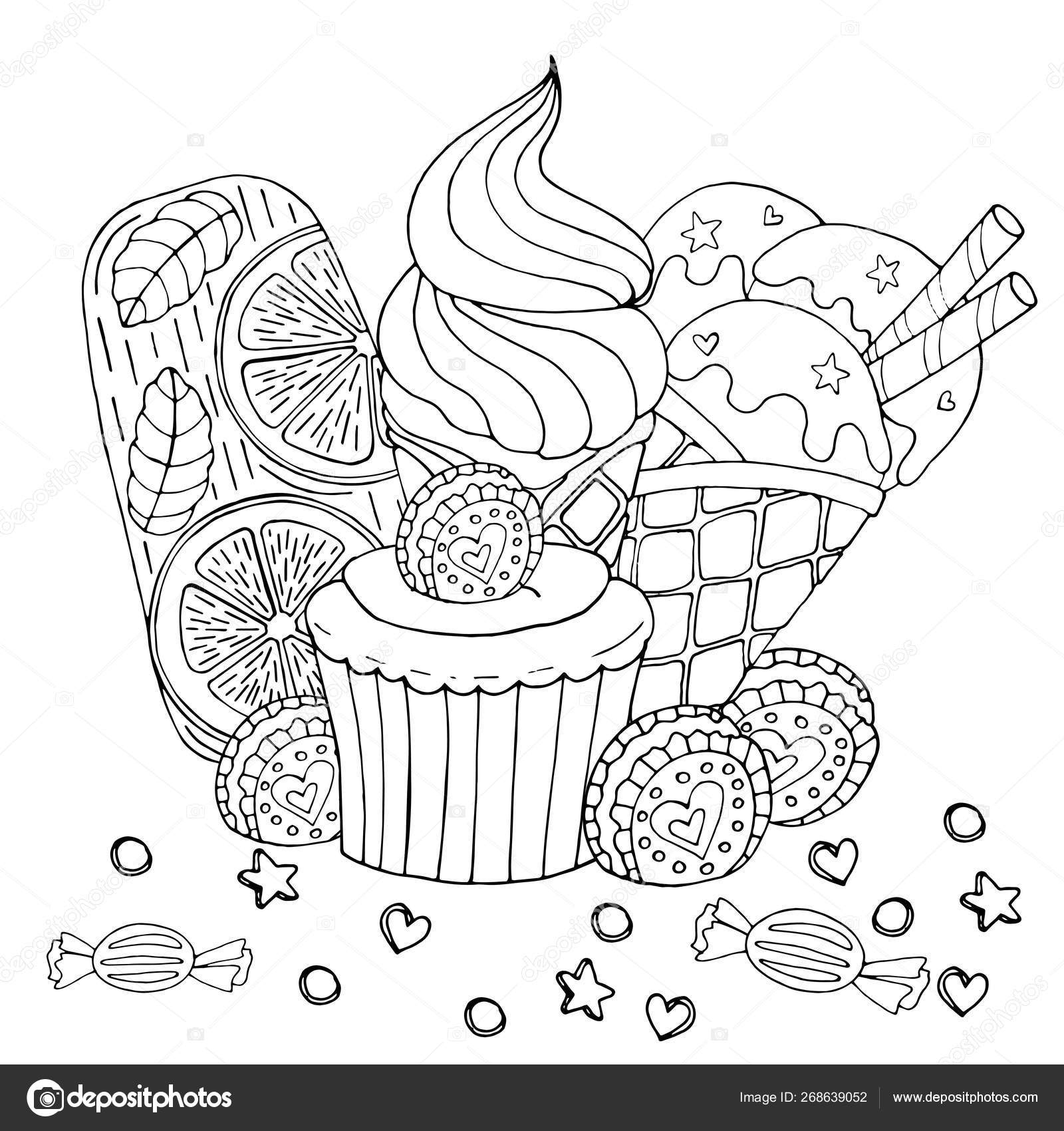 Ice Cream Cake Coloring Page 345 SVG File For Cricut