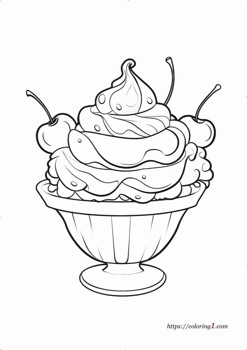 Ice Cream Sundae Coloring Page En G Zel Boyamalar