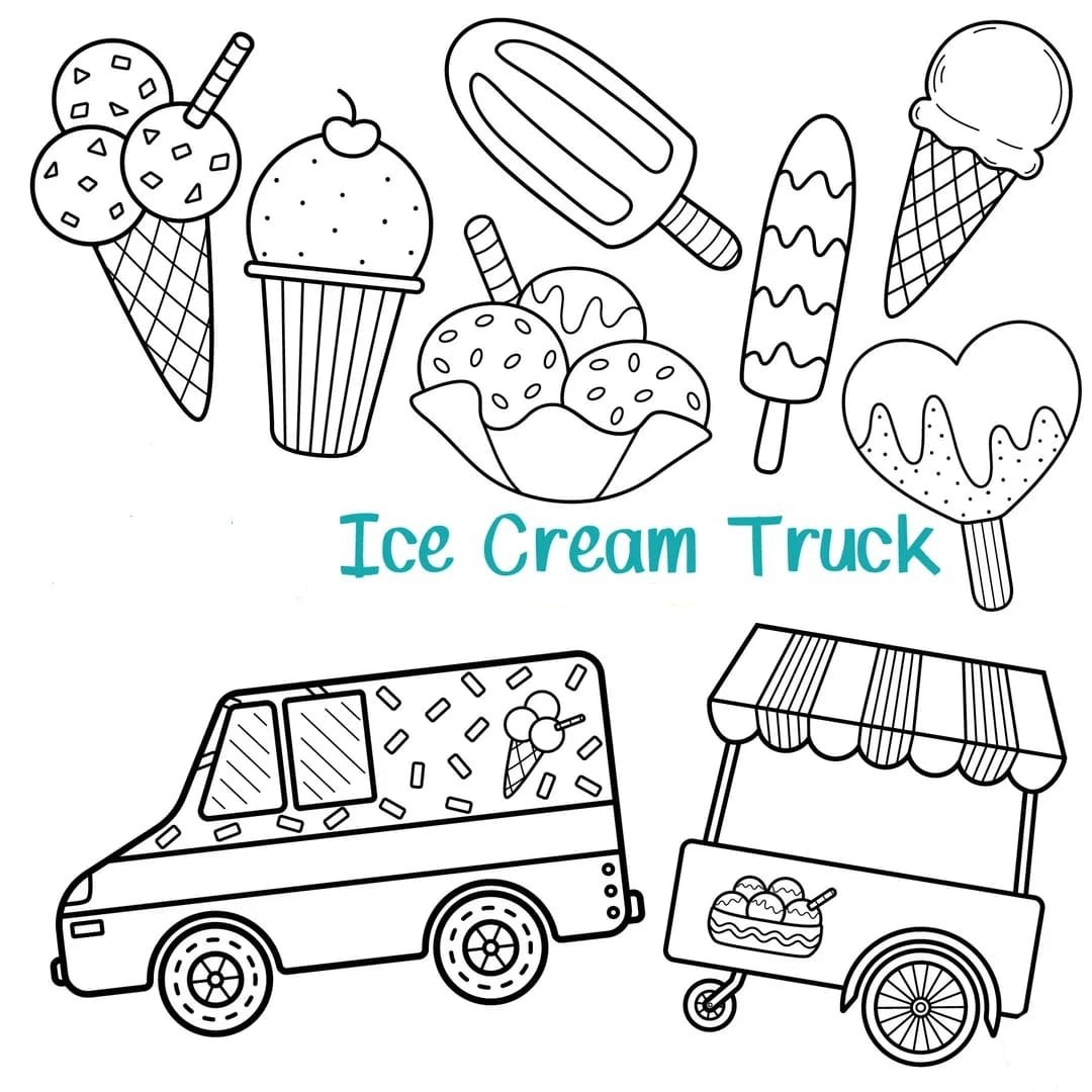 Ice Cream Truck Coloring Pages Printable For Free Download